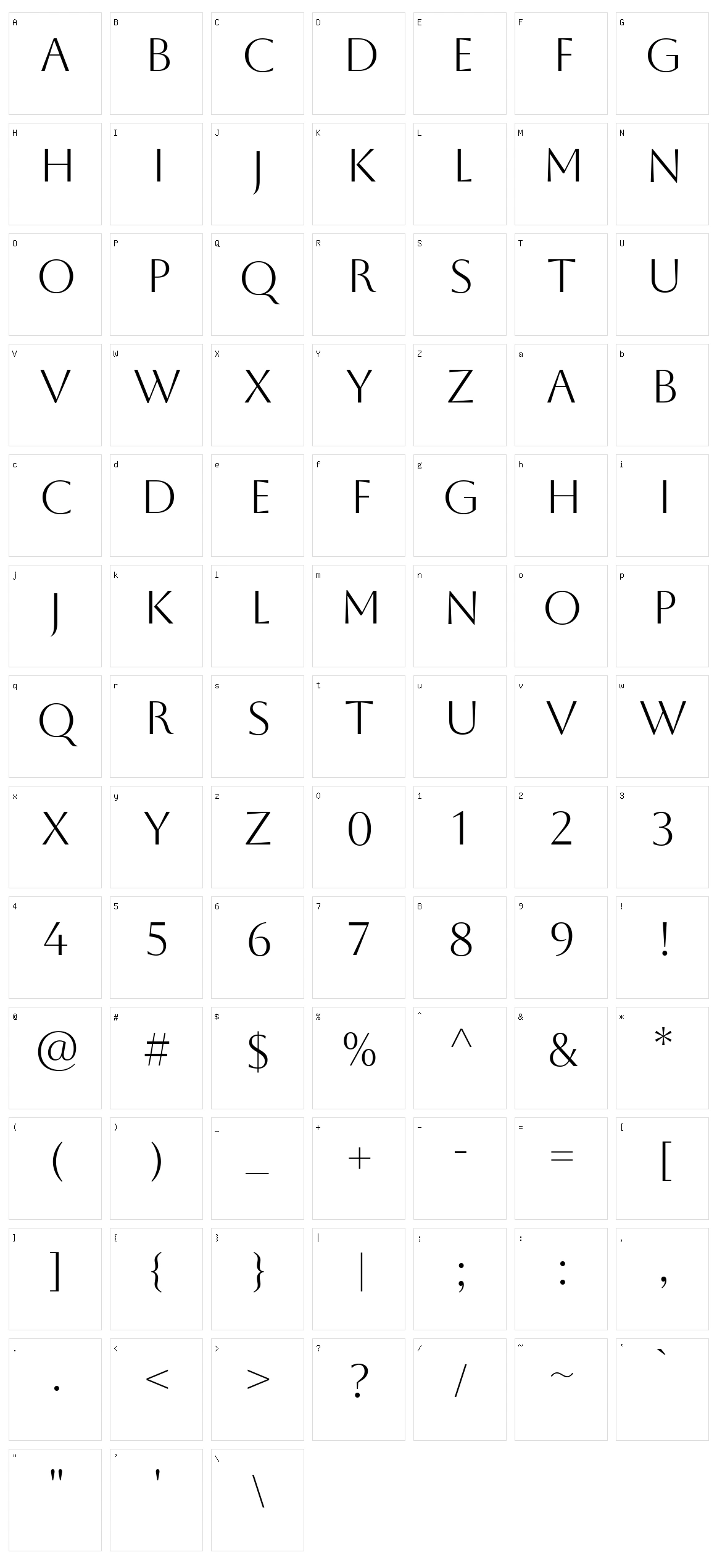 Aboreto Character Set