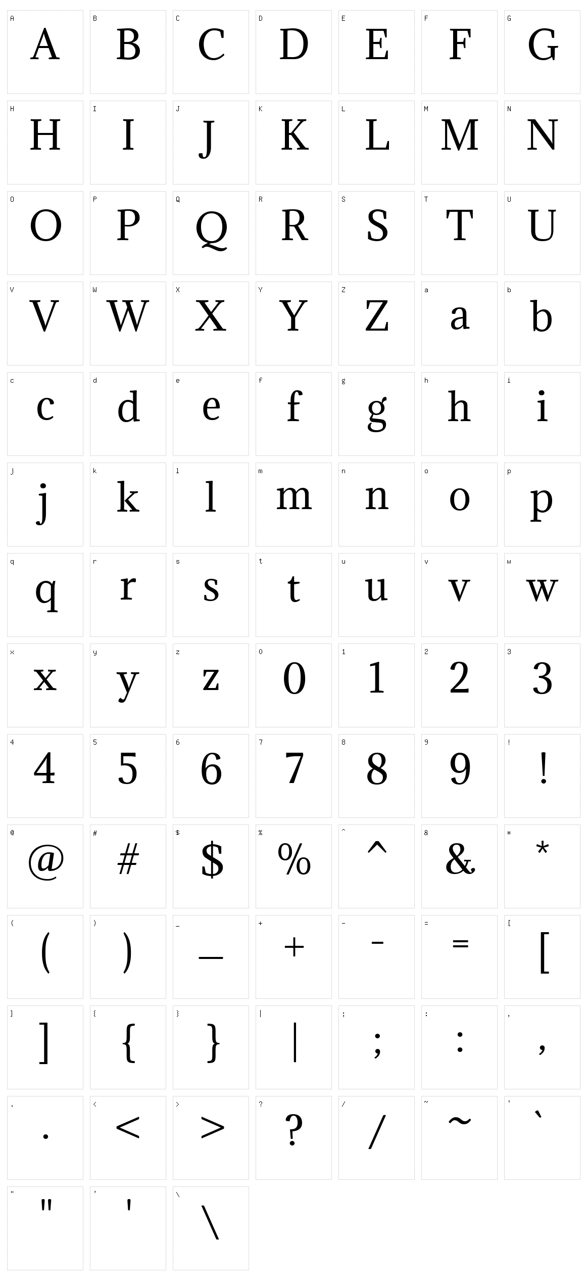 Adamina Character Set