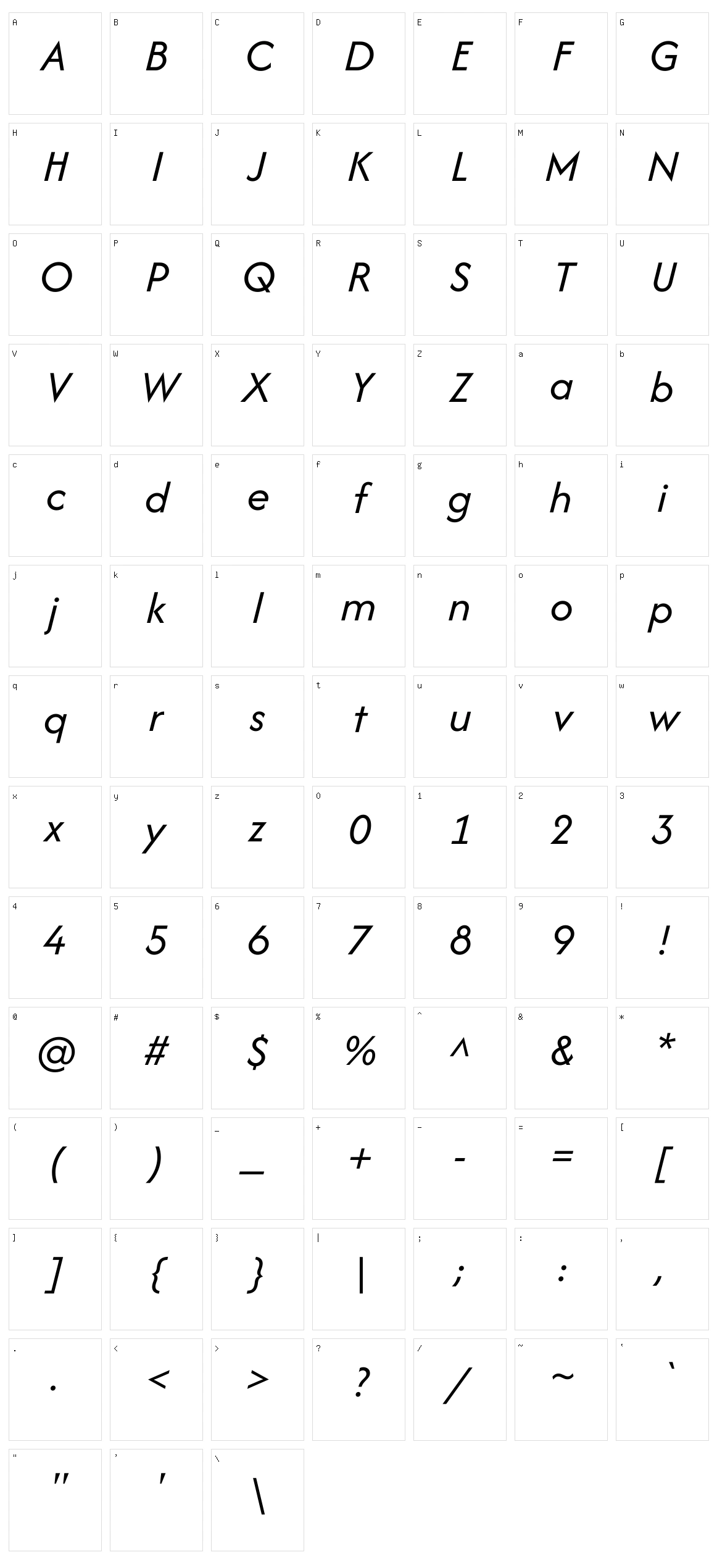 Afacad Character Set