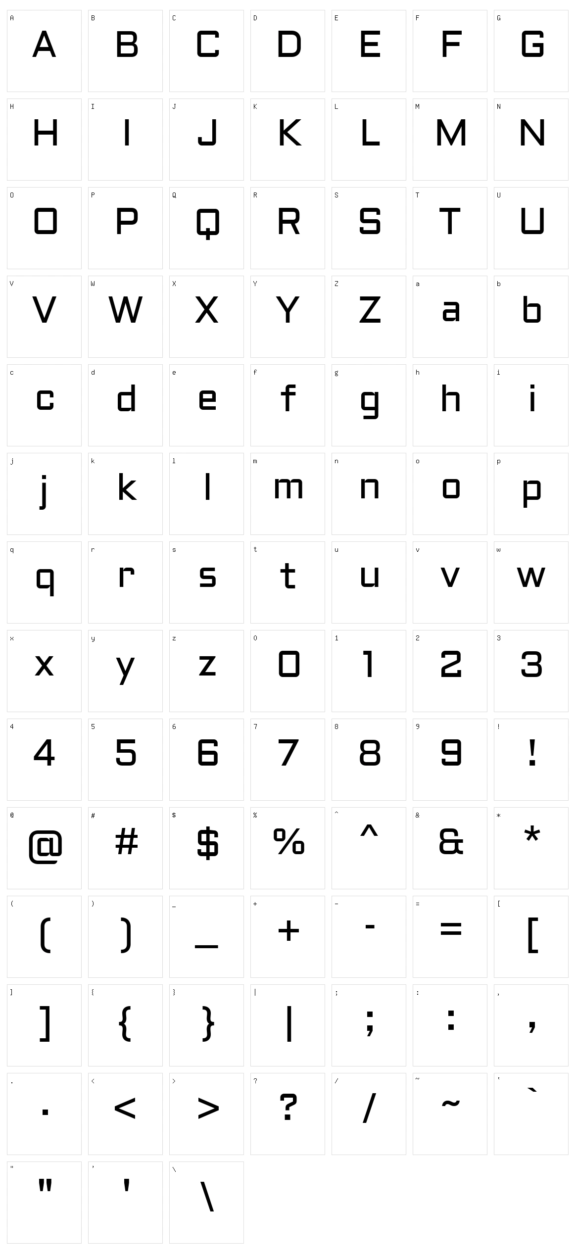 Aldrich Character Set