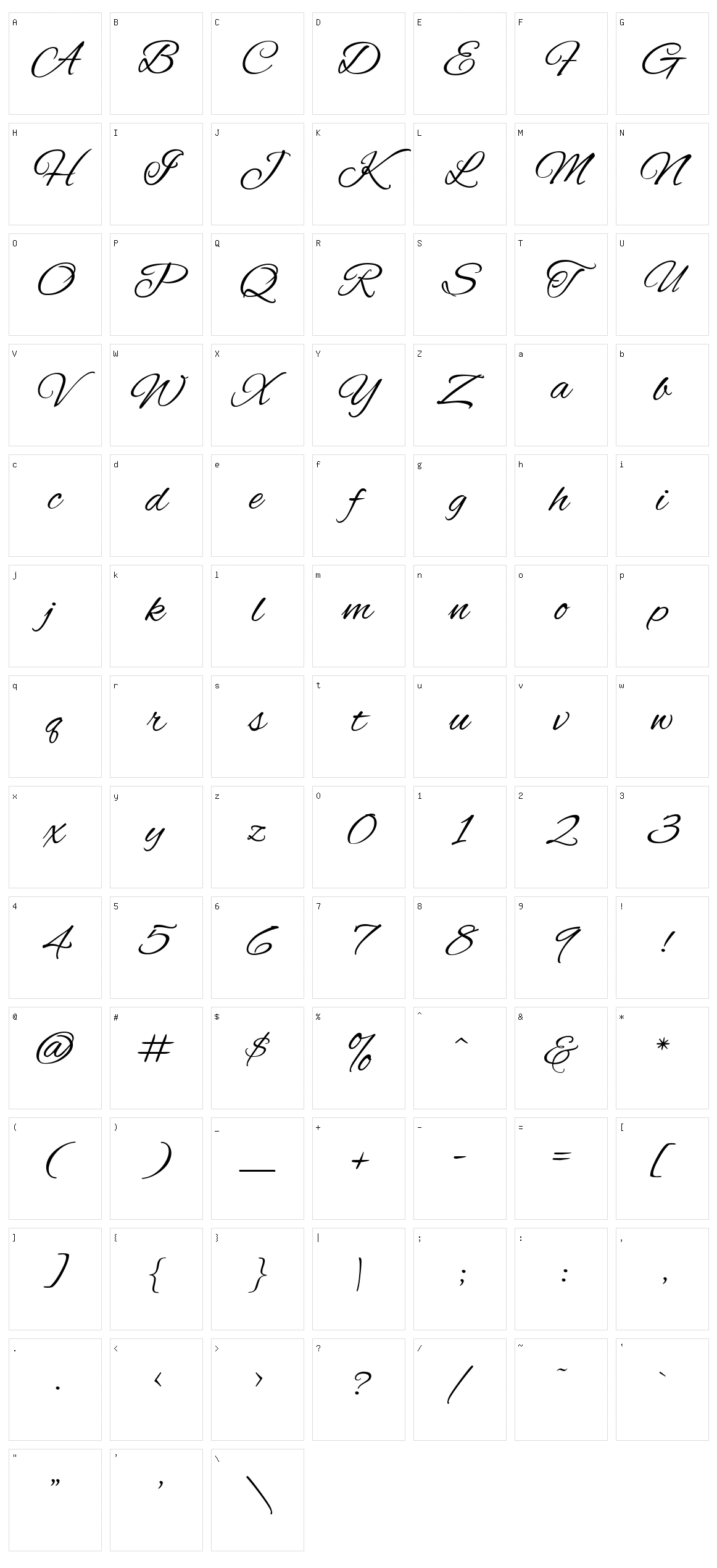 Alex brush Character Set