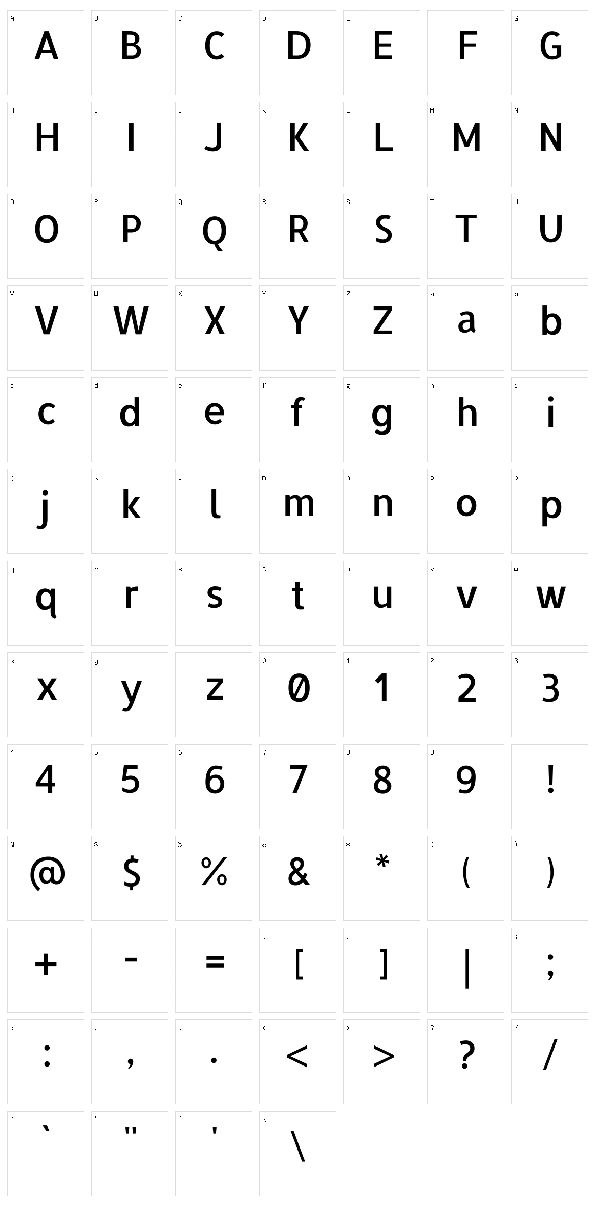 Allerta Character Set