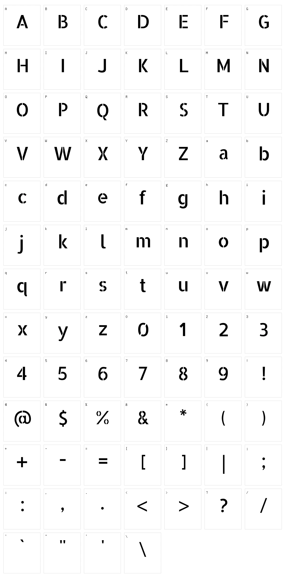 Allerta stencil Character Set