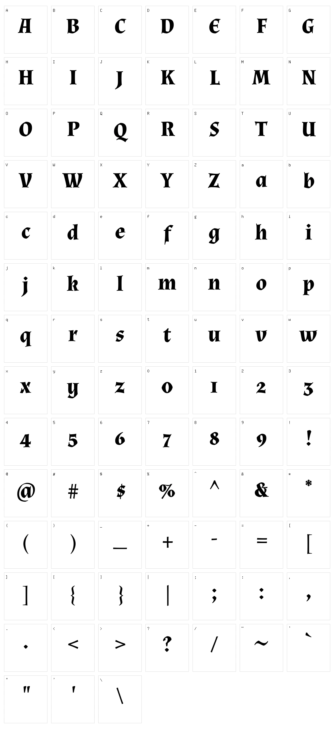 Almendra Character Set