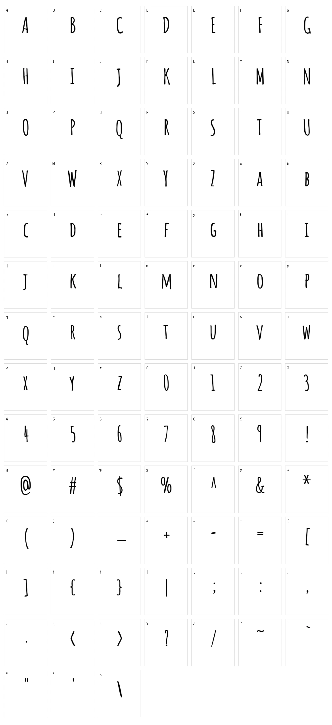 Amatic sc Character Set