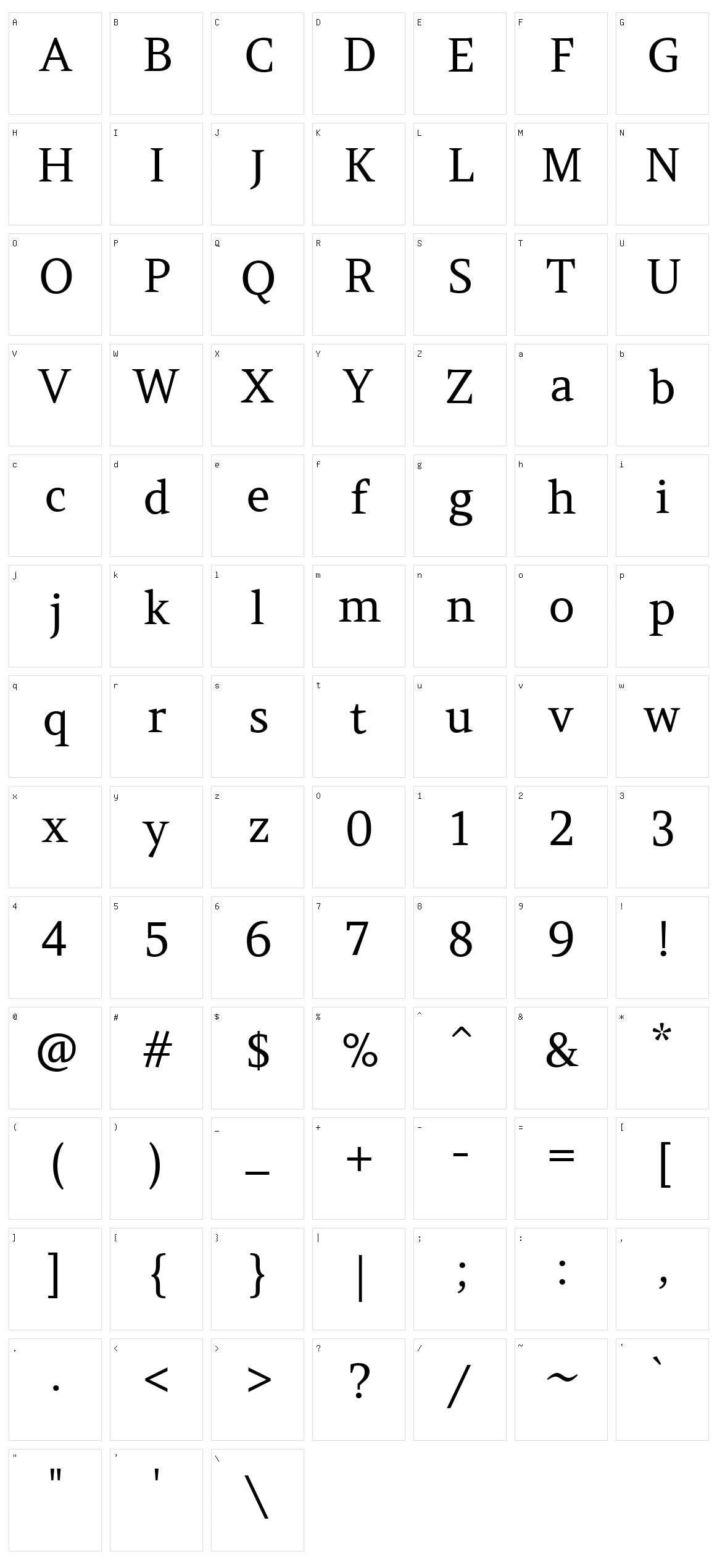 Amethysta Character Set