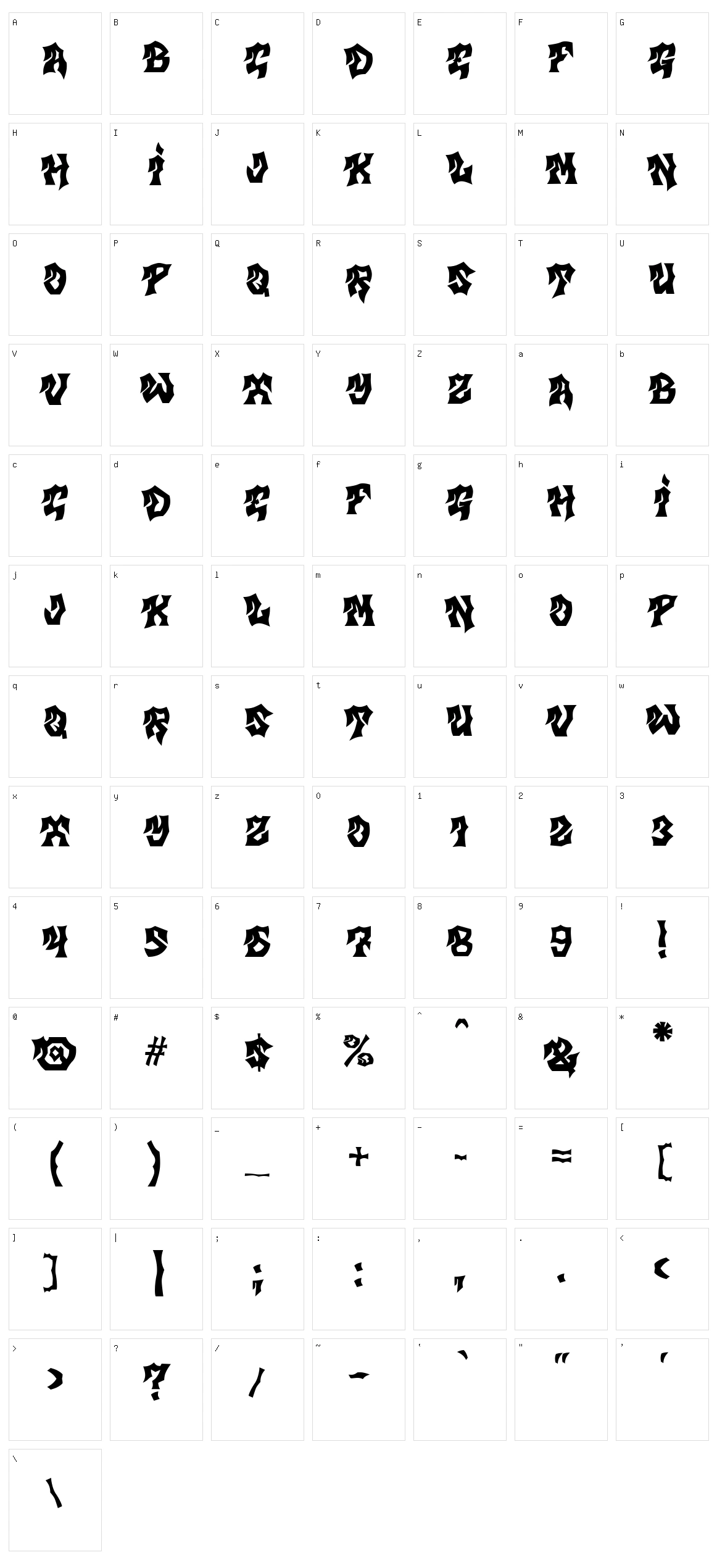 MB Gravitation Character Set