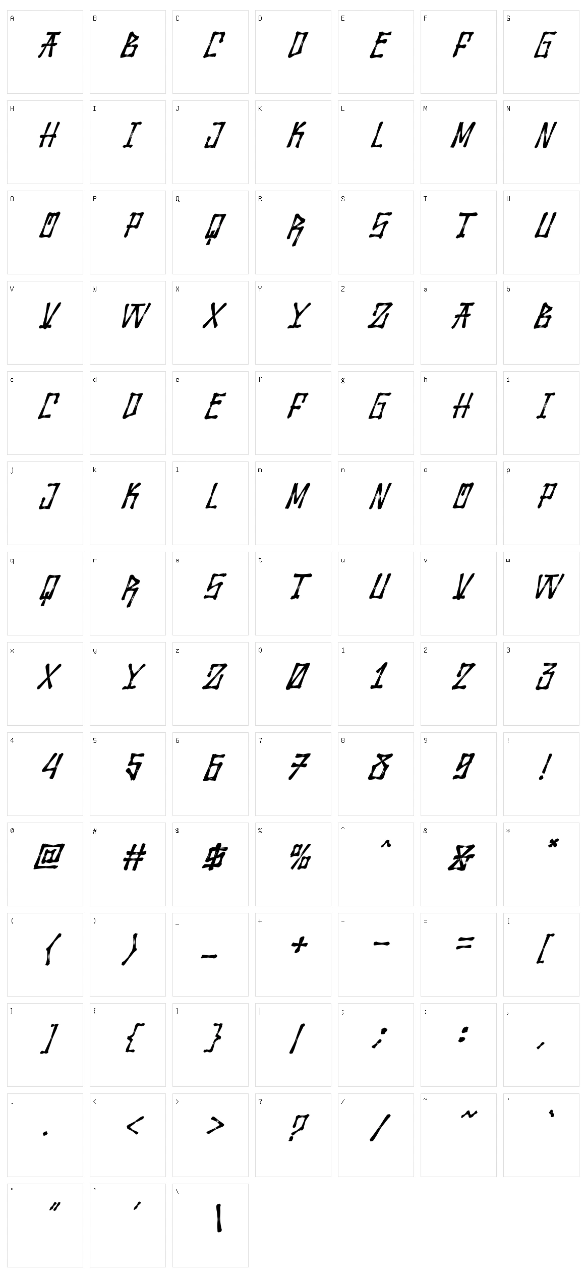 Wolfraid Character Set