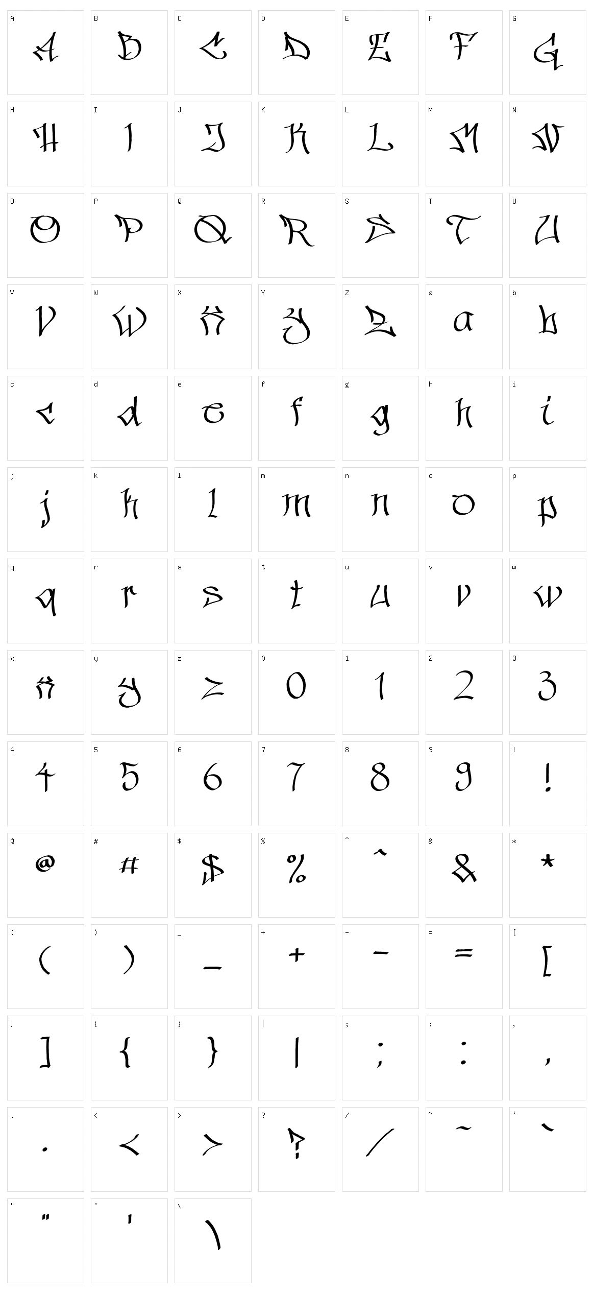 Hinterwelt Character Set