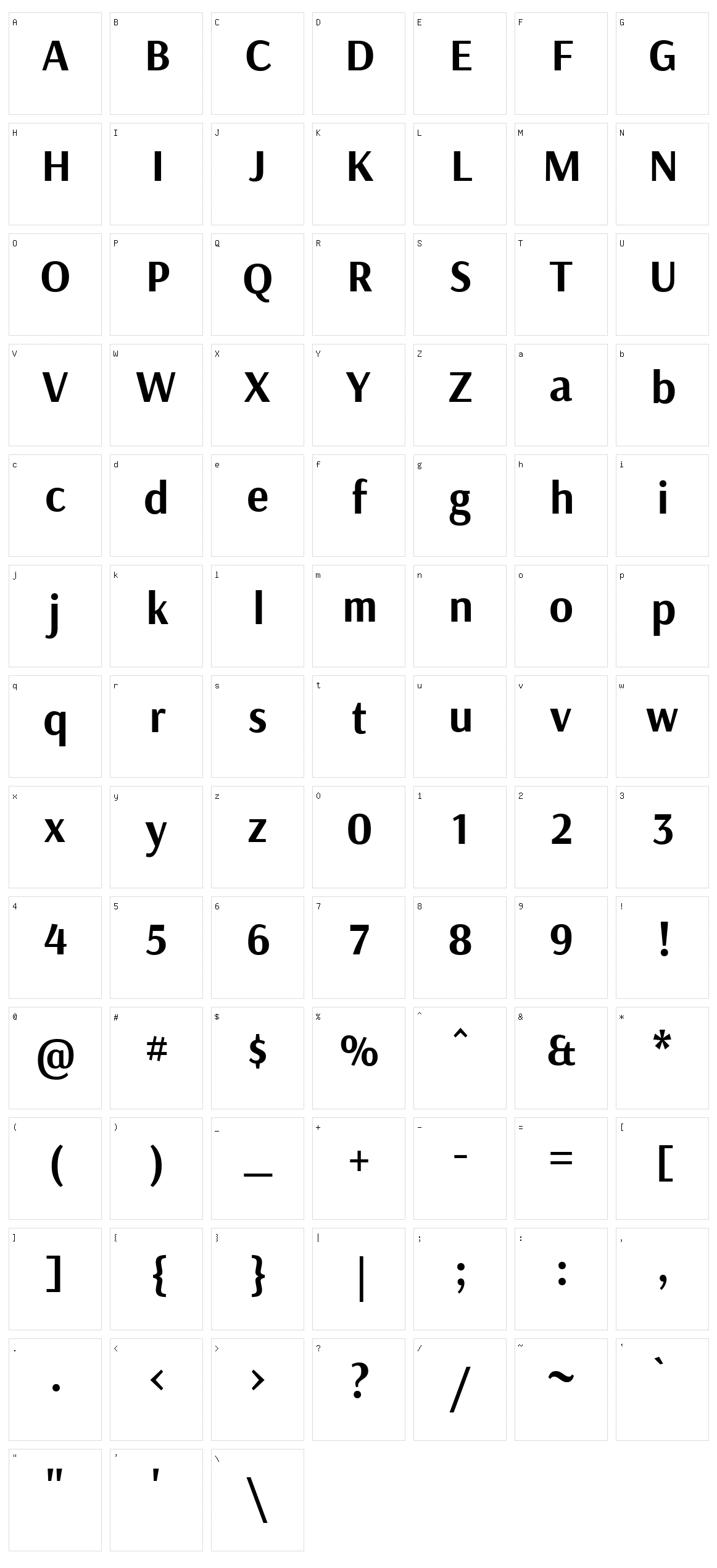 Arsenal Character Set