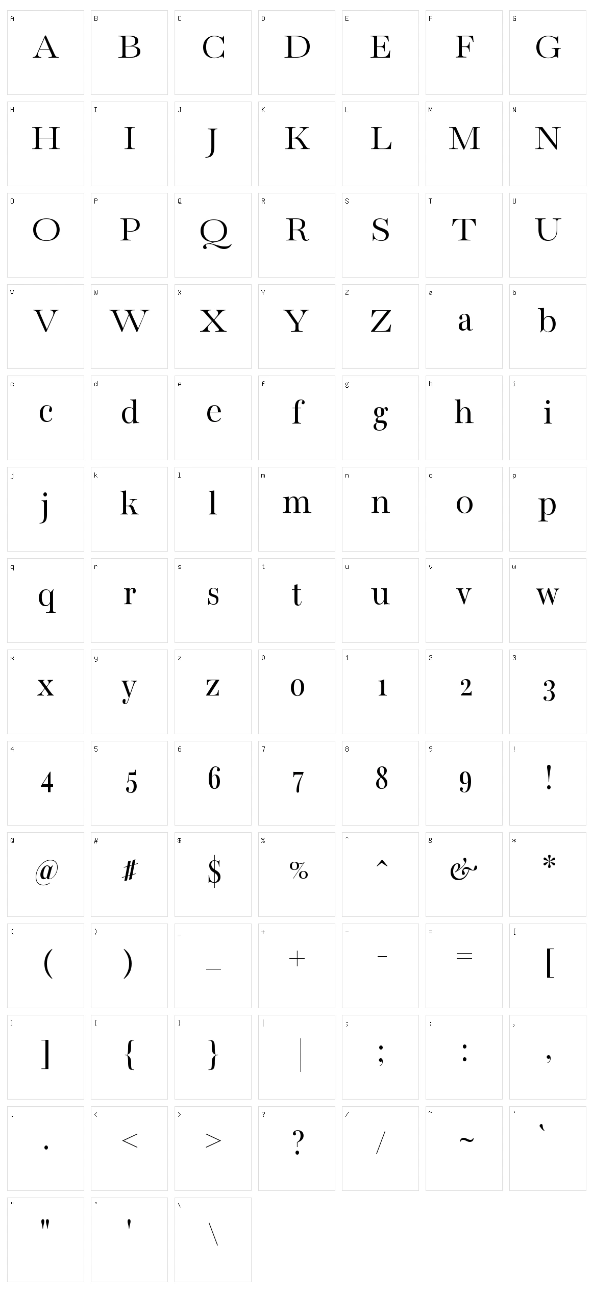 Bacasime antique Character Set