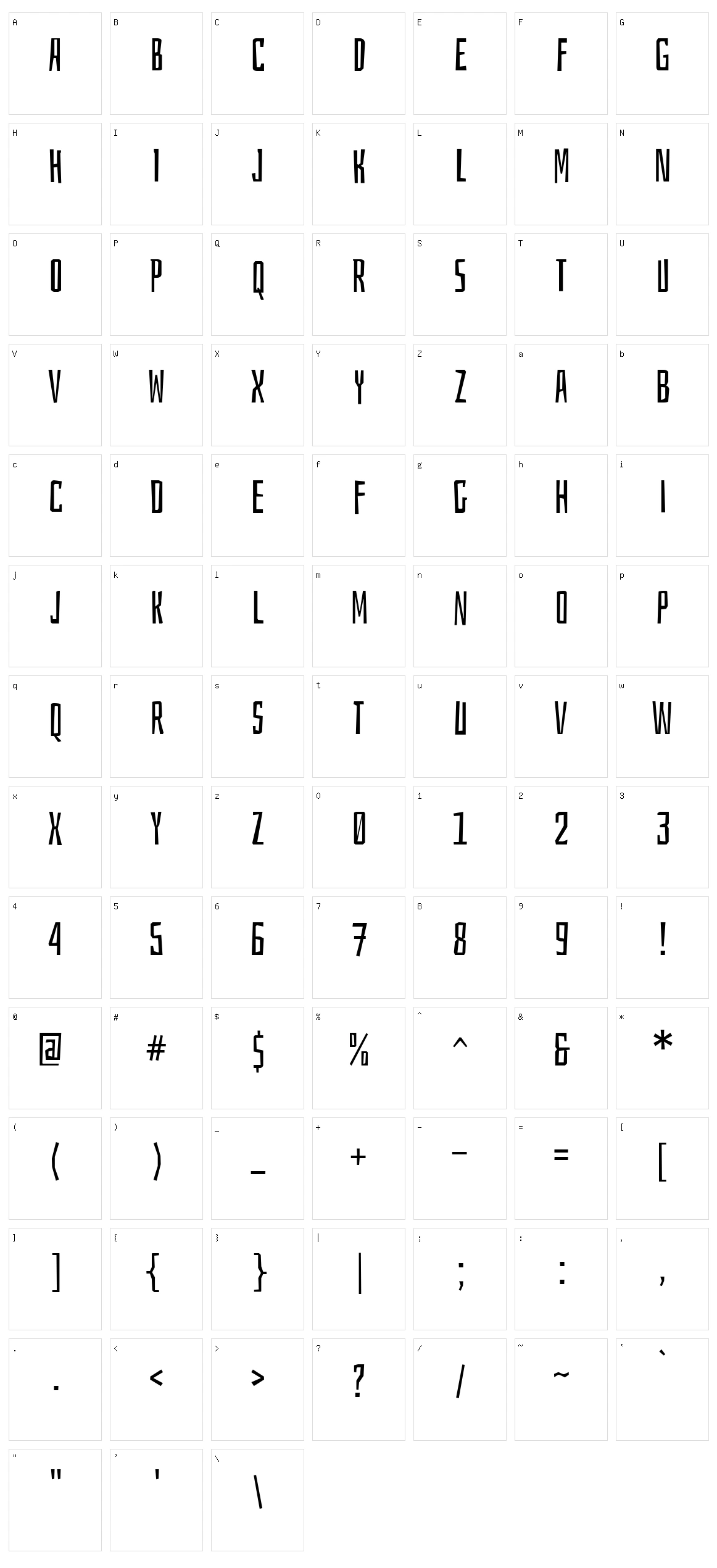 Bahiana Character Set