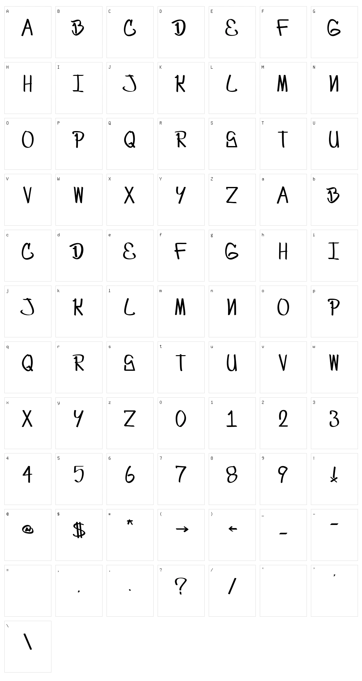 Craze One's first font Character Set