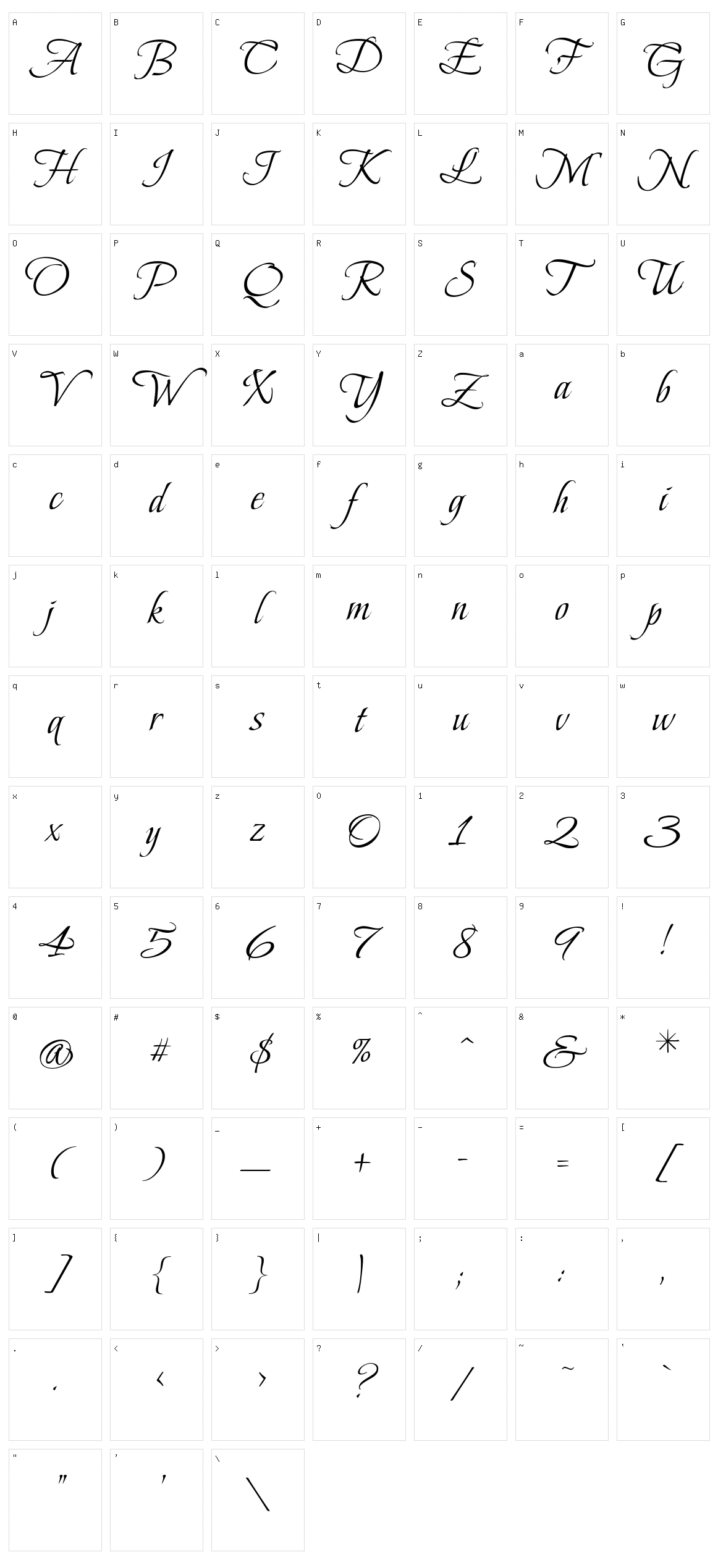 Beau rivage Character Set