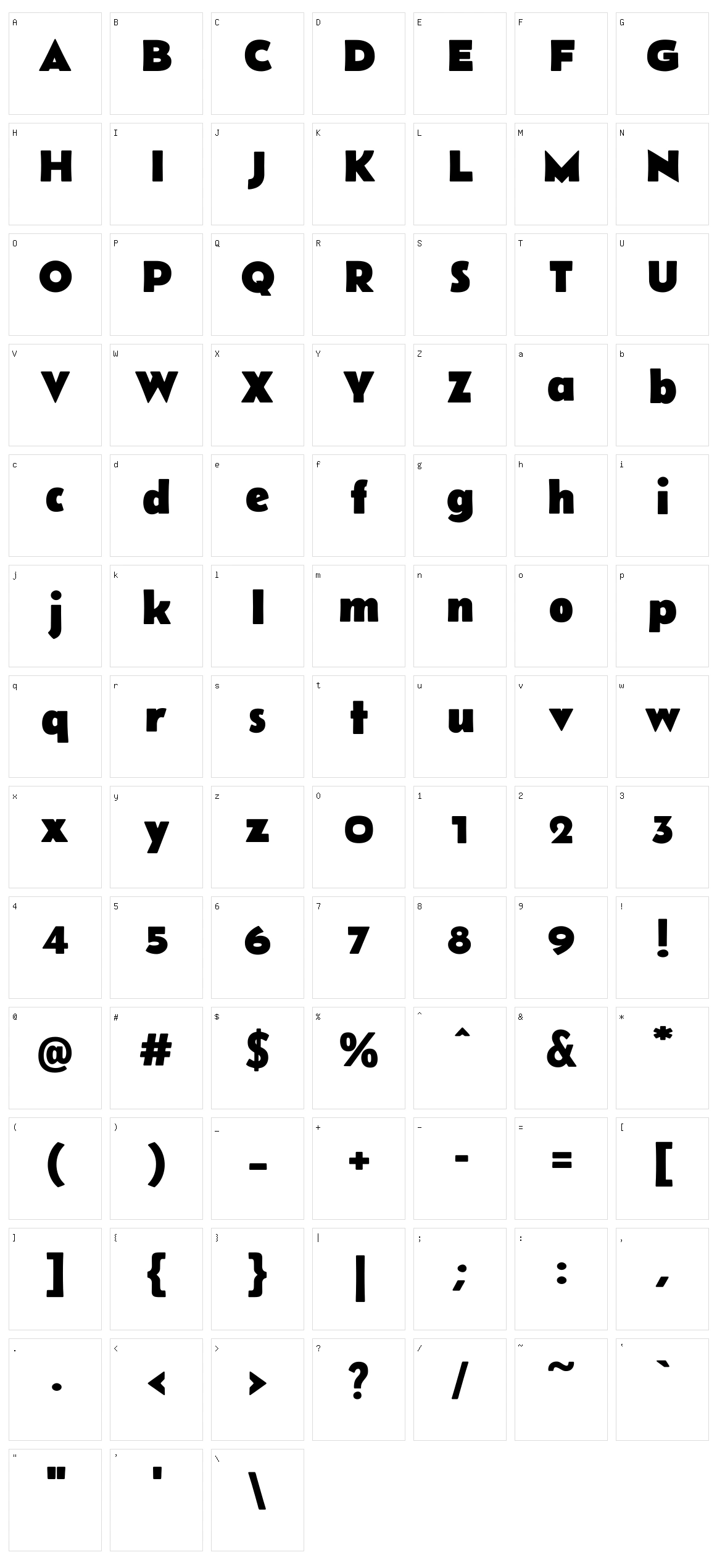 Belanosima Character Set