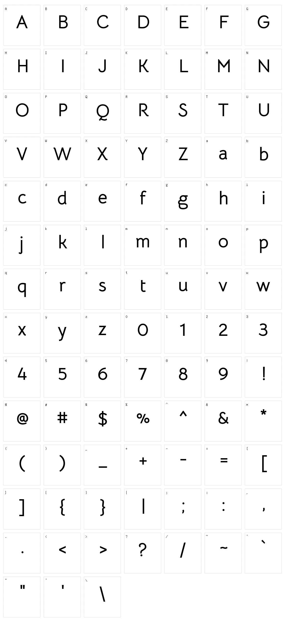 Bellota text Character Set