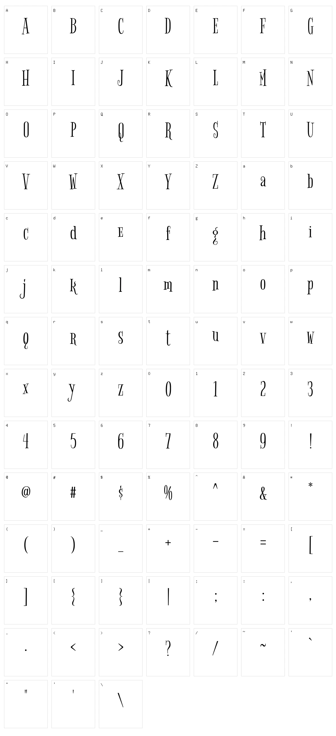 Bigelow rules Character Set