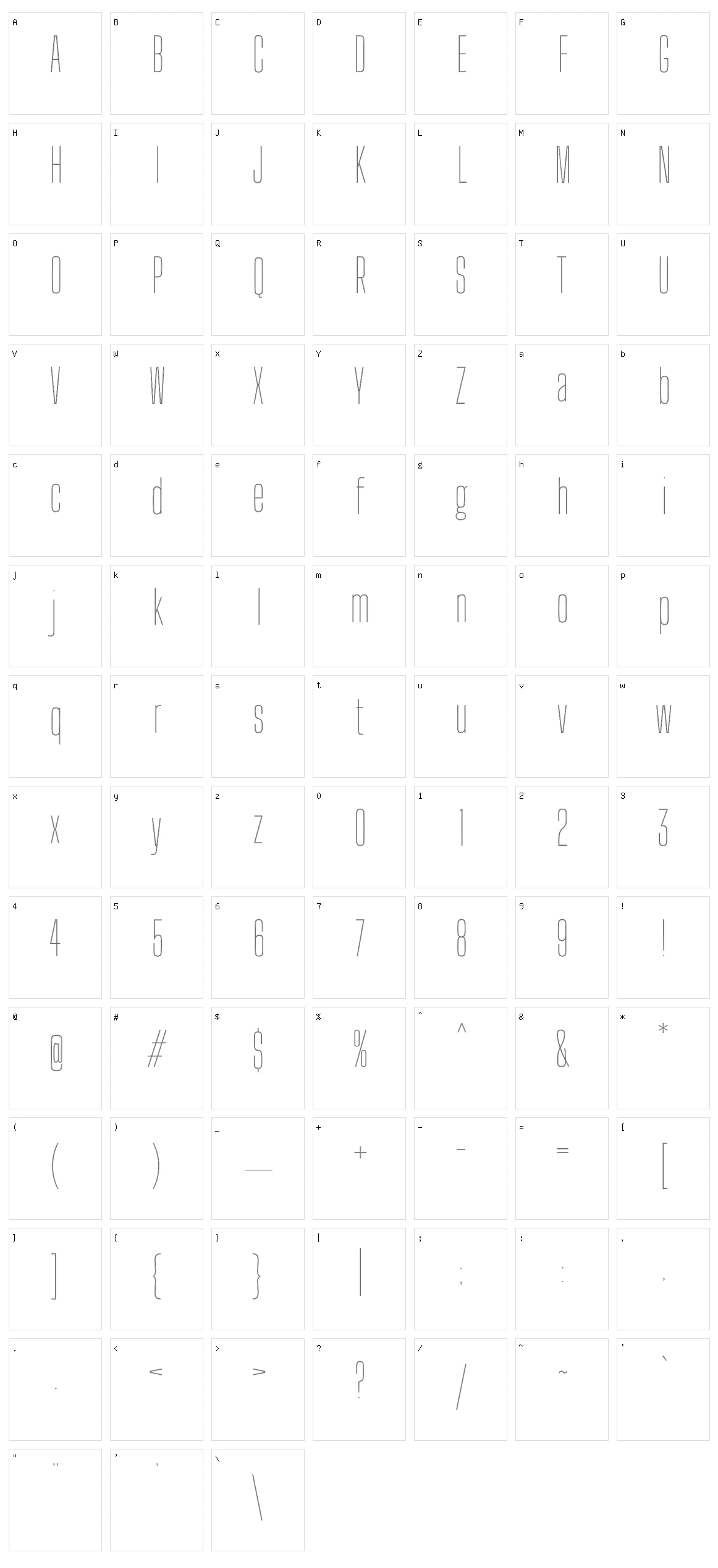Big shoulders inline display sc Character Set