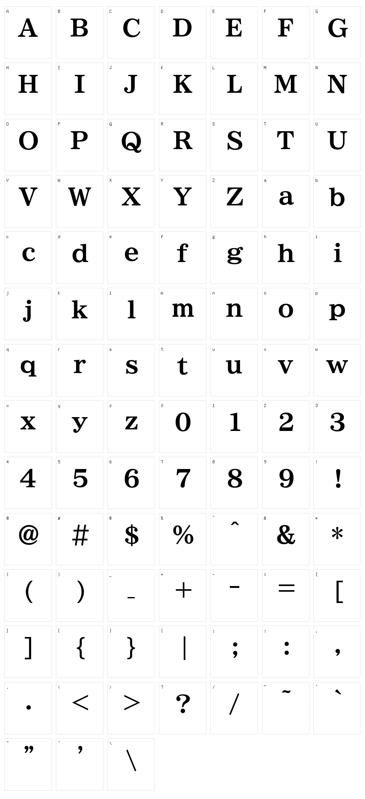 Biz udpmincho Character Set