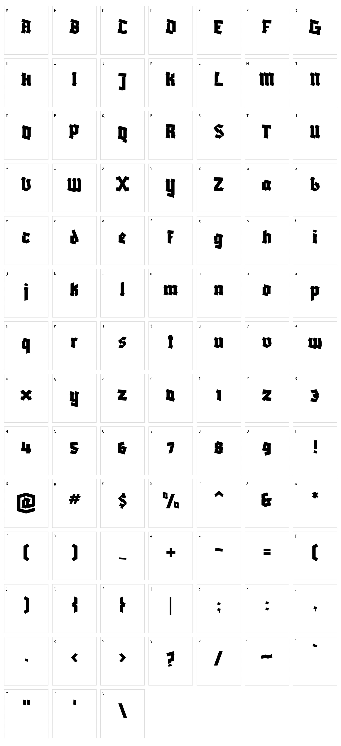 Blaka ink Character Set