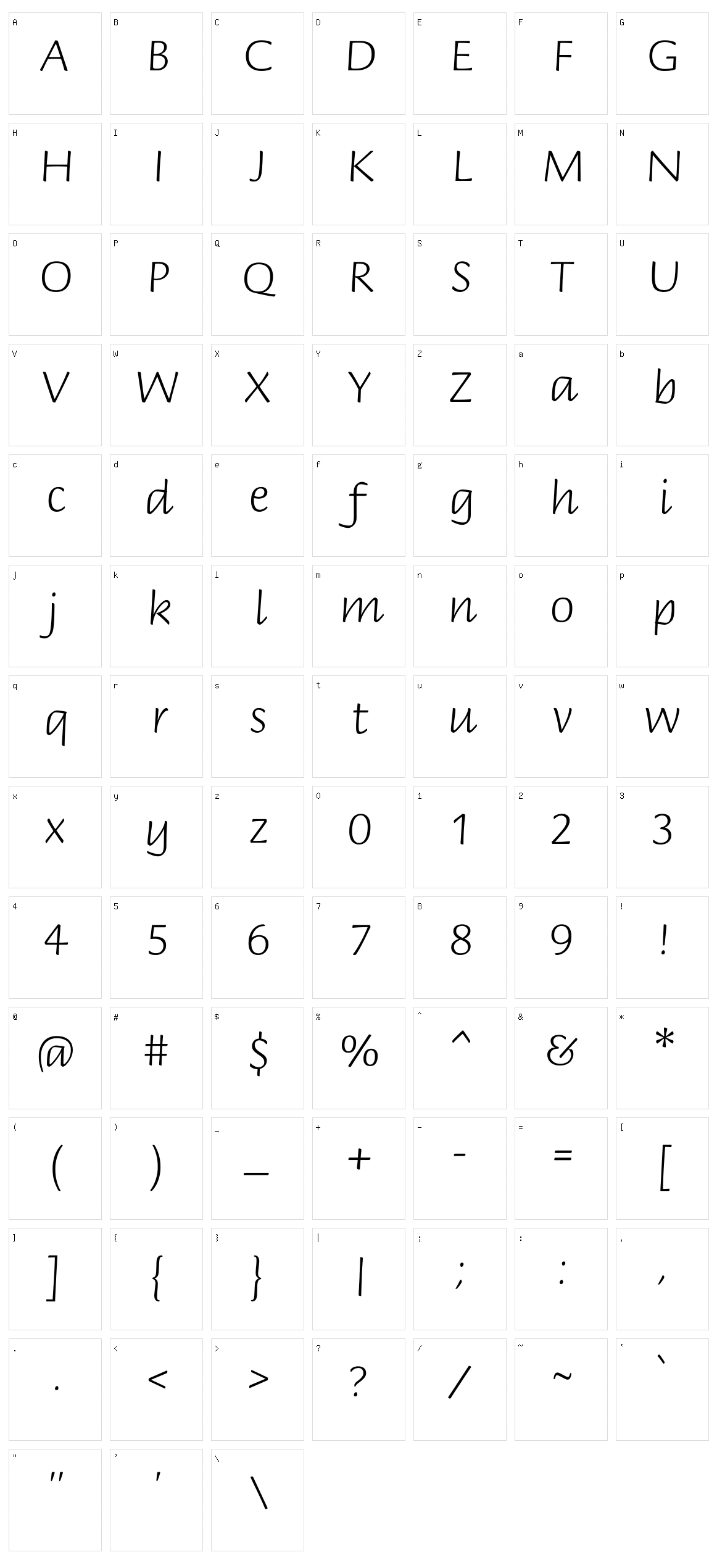 Briem hand Character Set