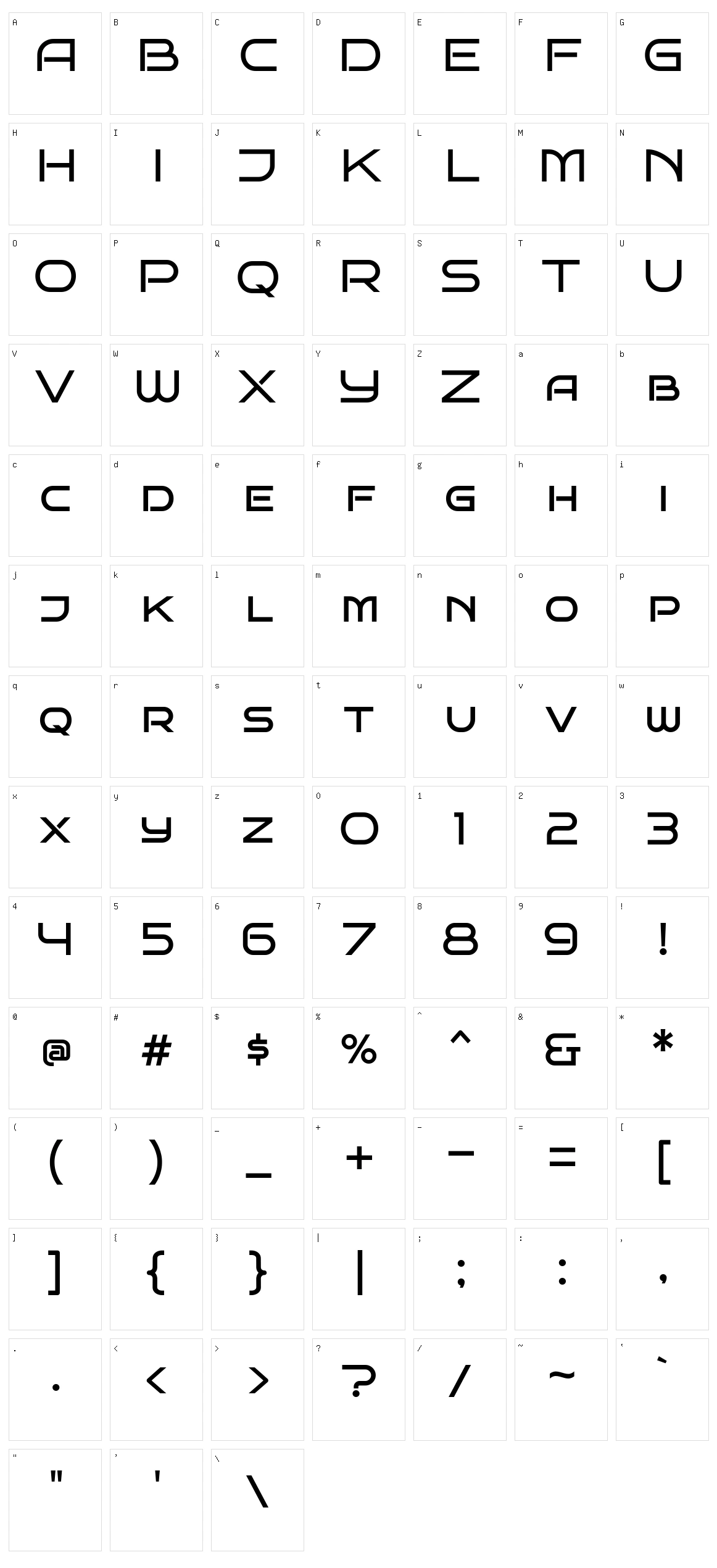 Bruno ace sc Character Set