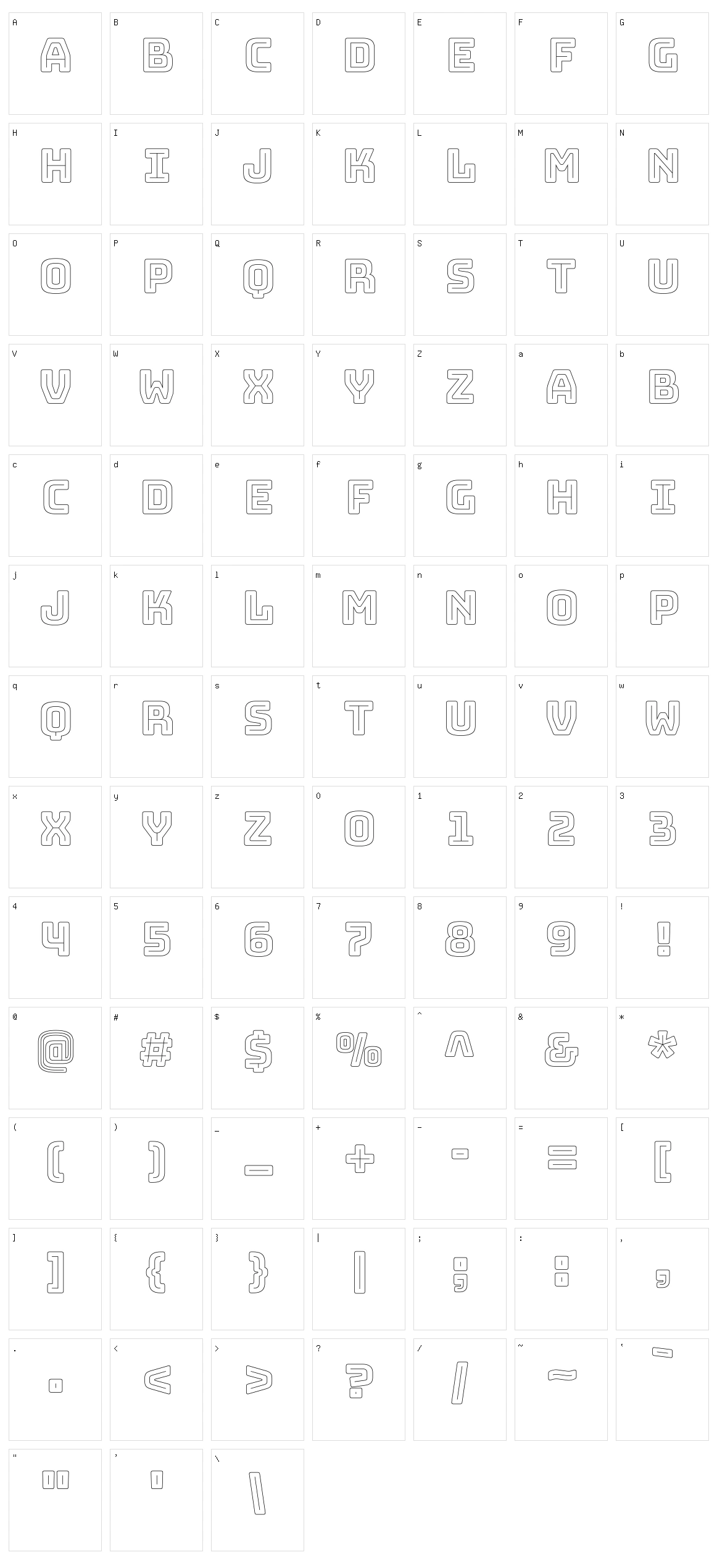 Bungee outline Character Set