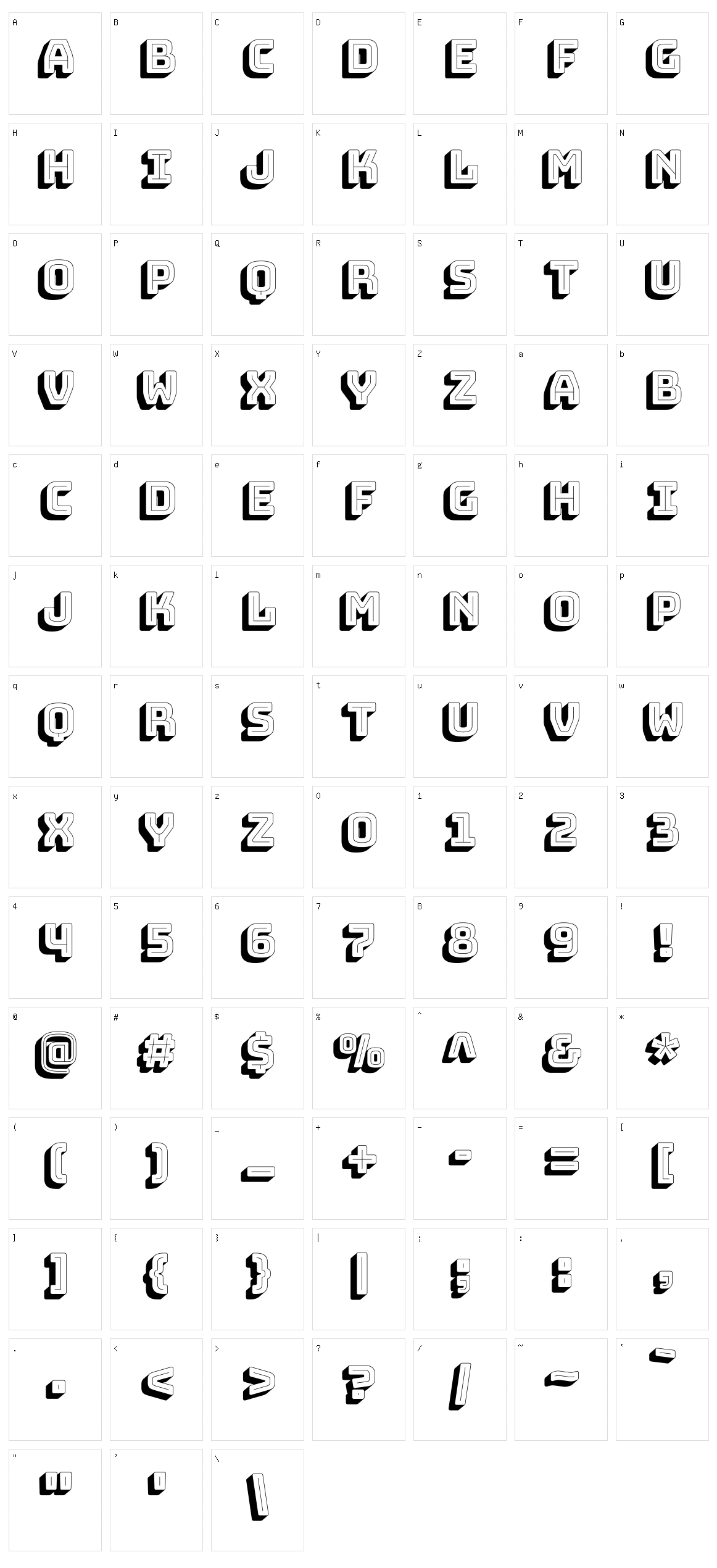 Bungee shade Character Set