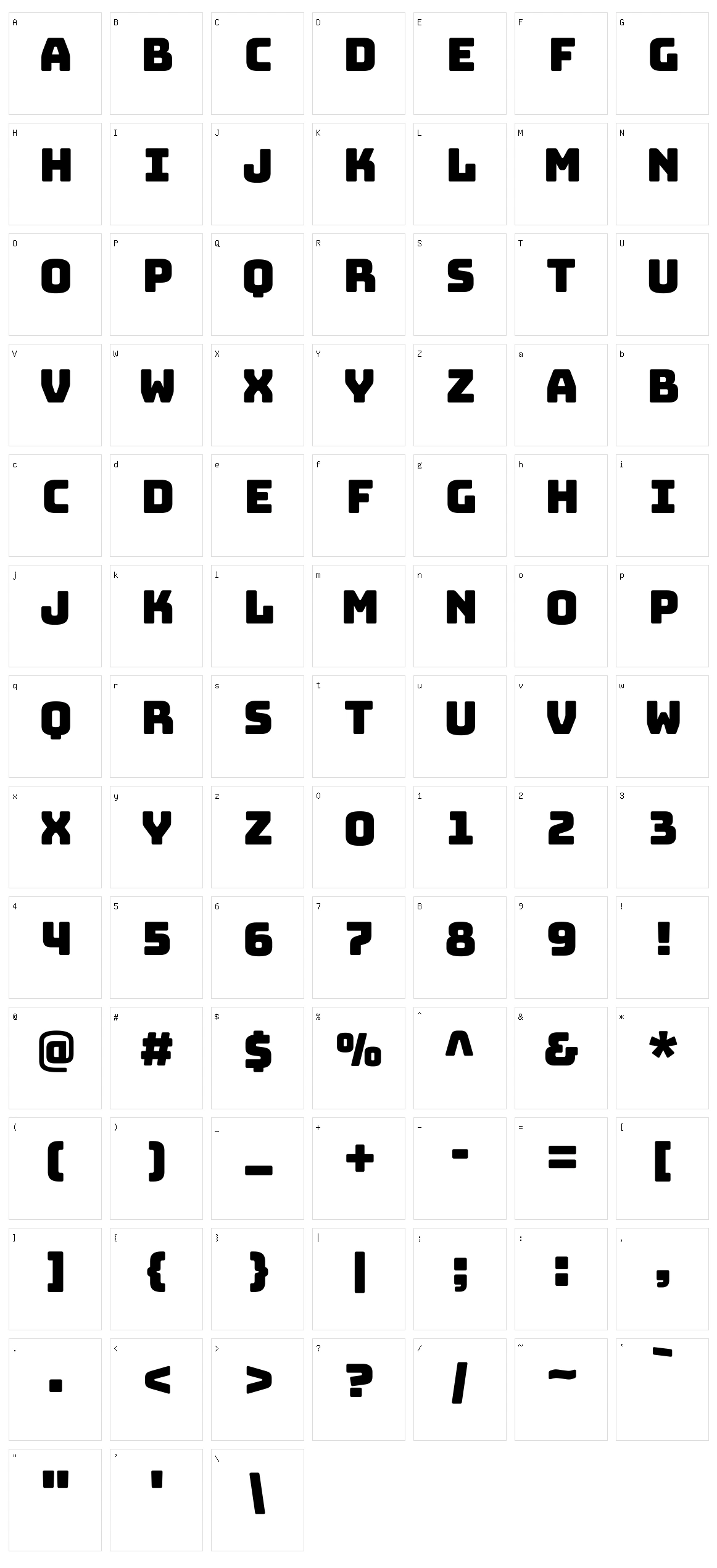 Bungee tint Character Set