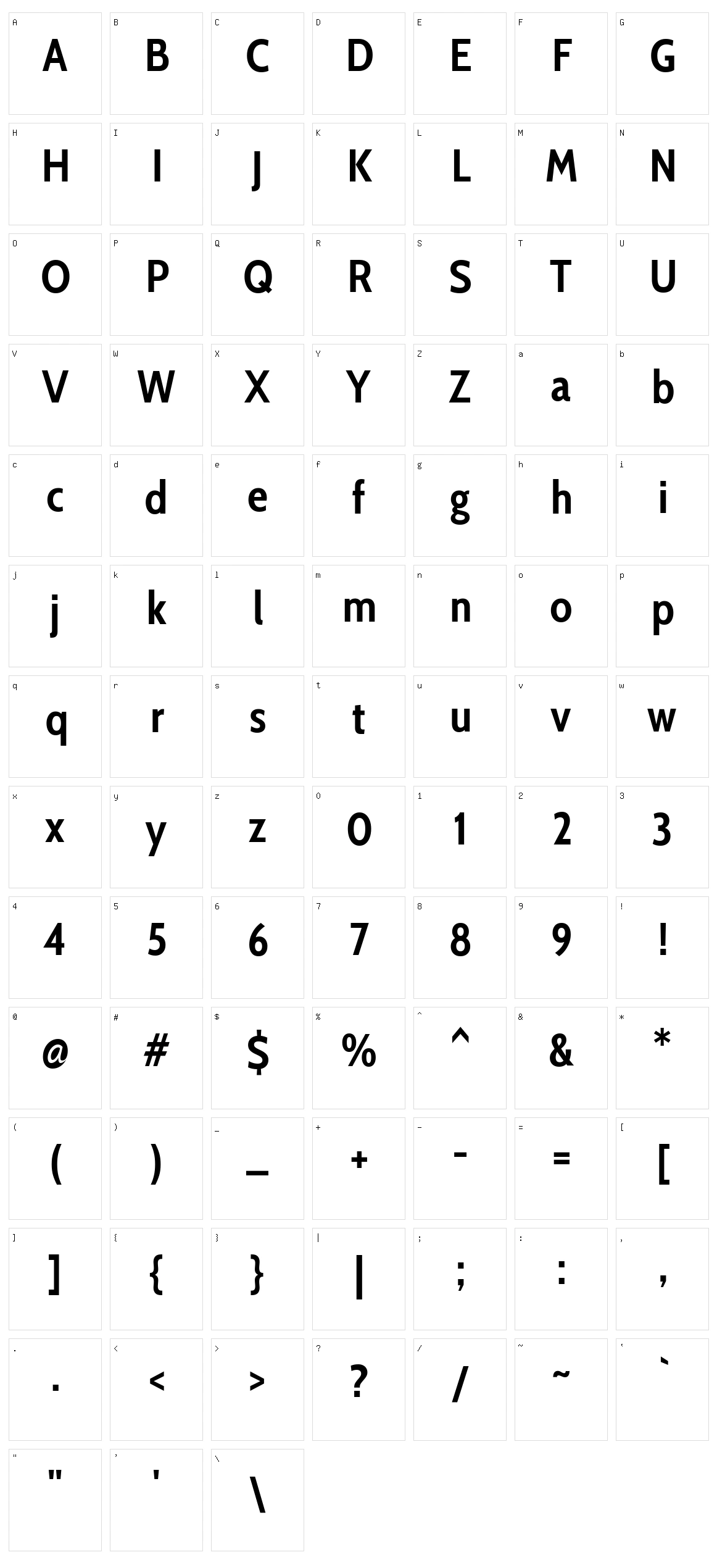 Cabin condensed Character Set