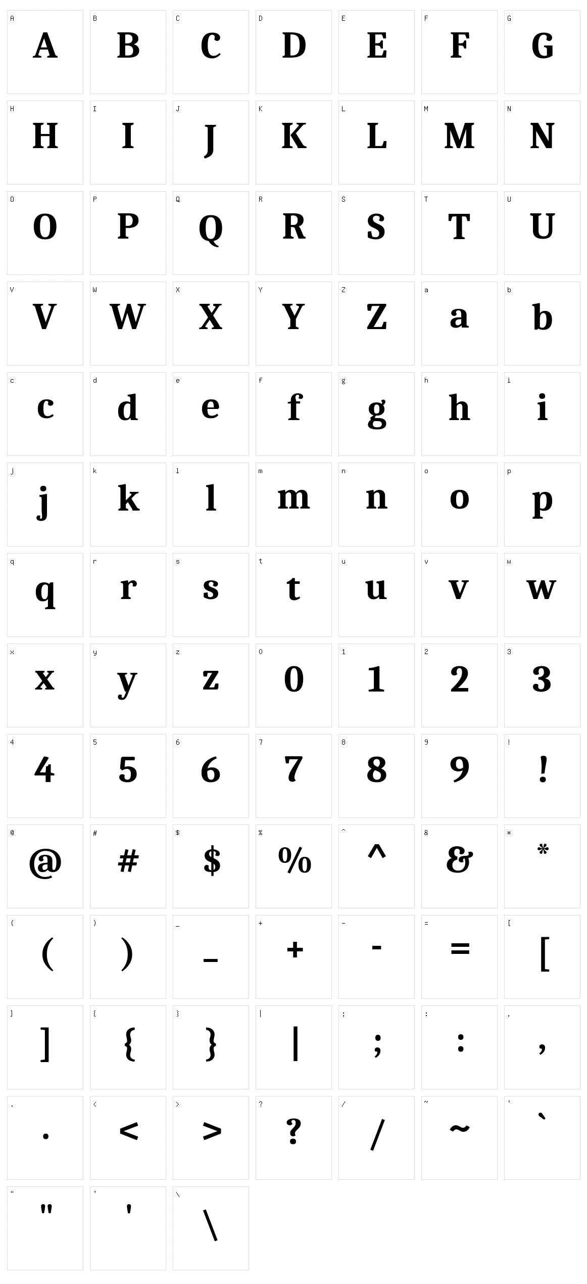 Caladea Character Set