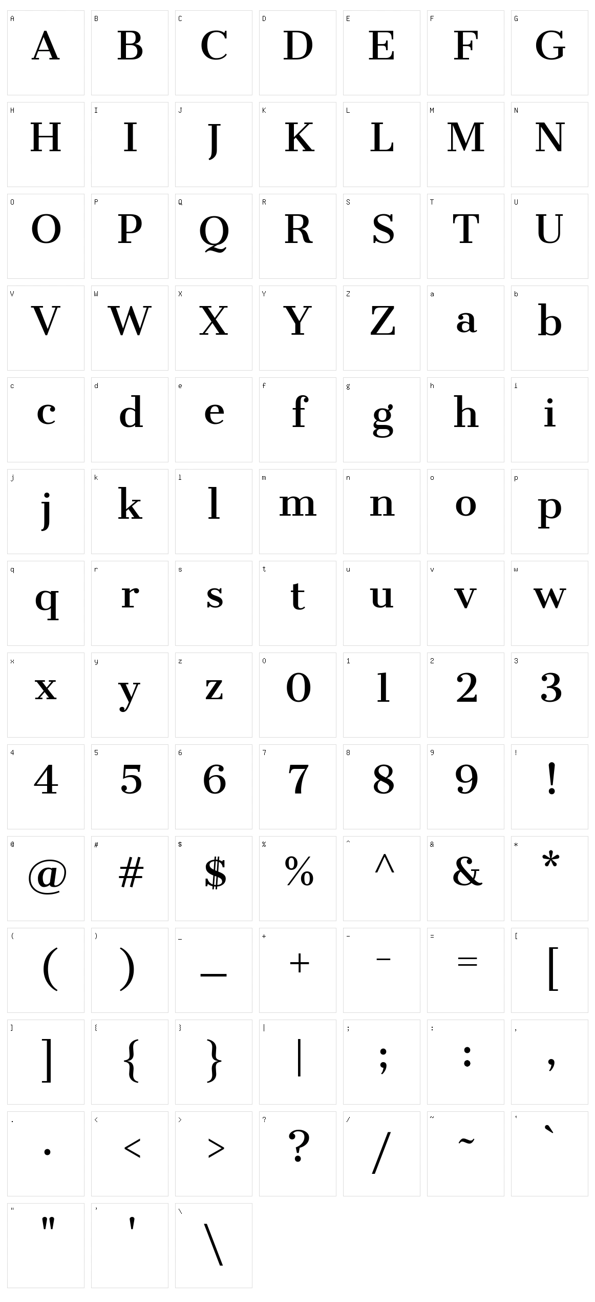 Cantata one Character Set