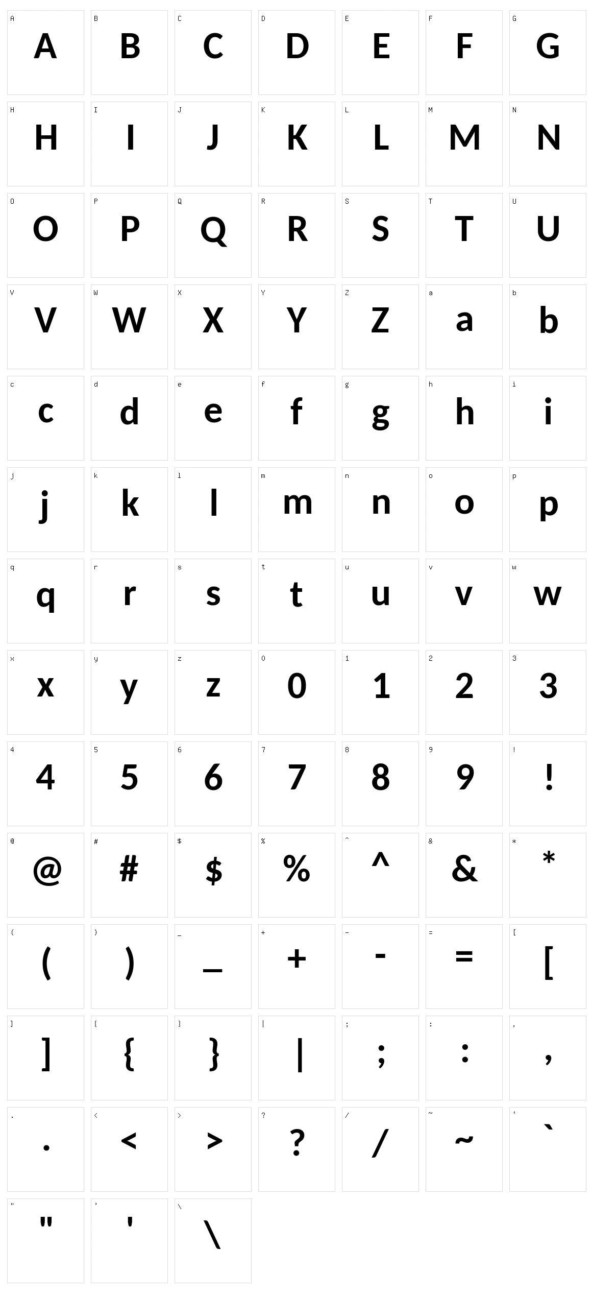 Carlito Character Set