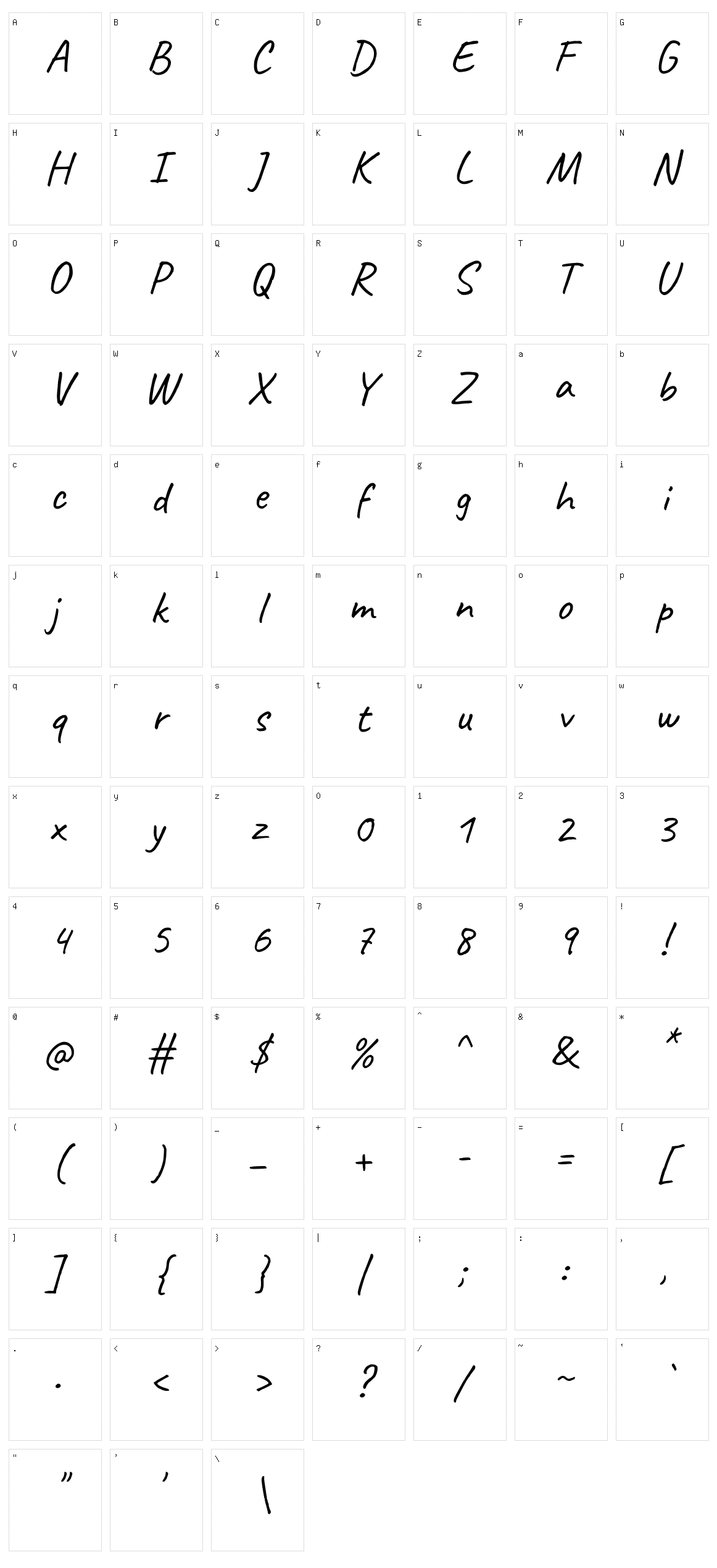 Caveat Character Set