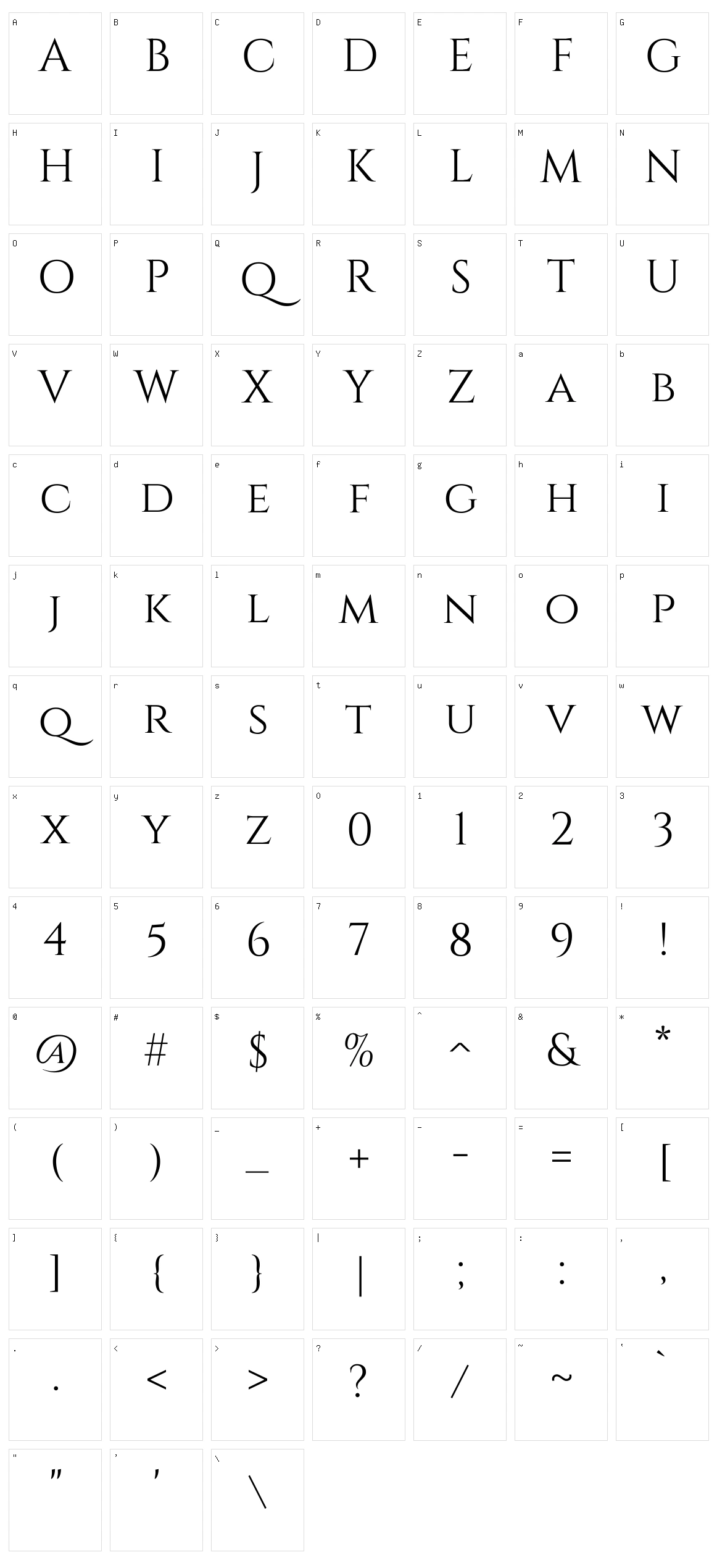 Cinzel Character Set