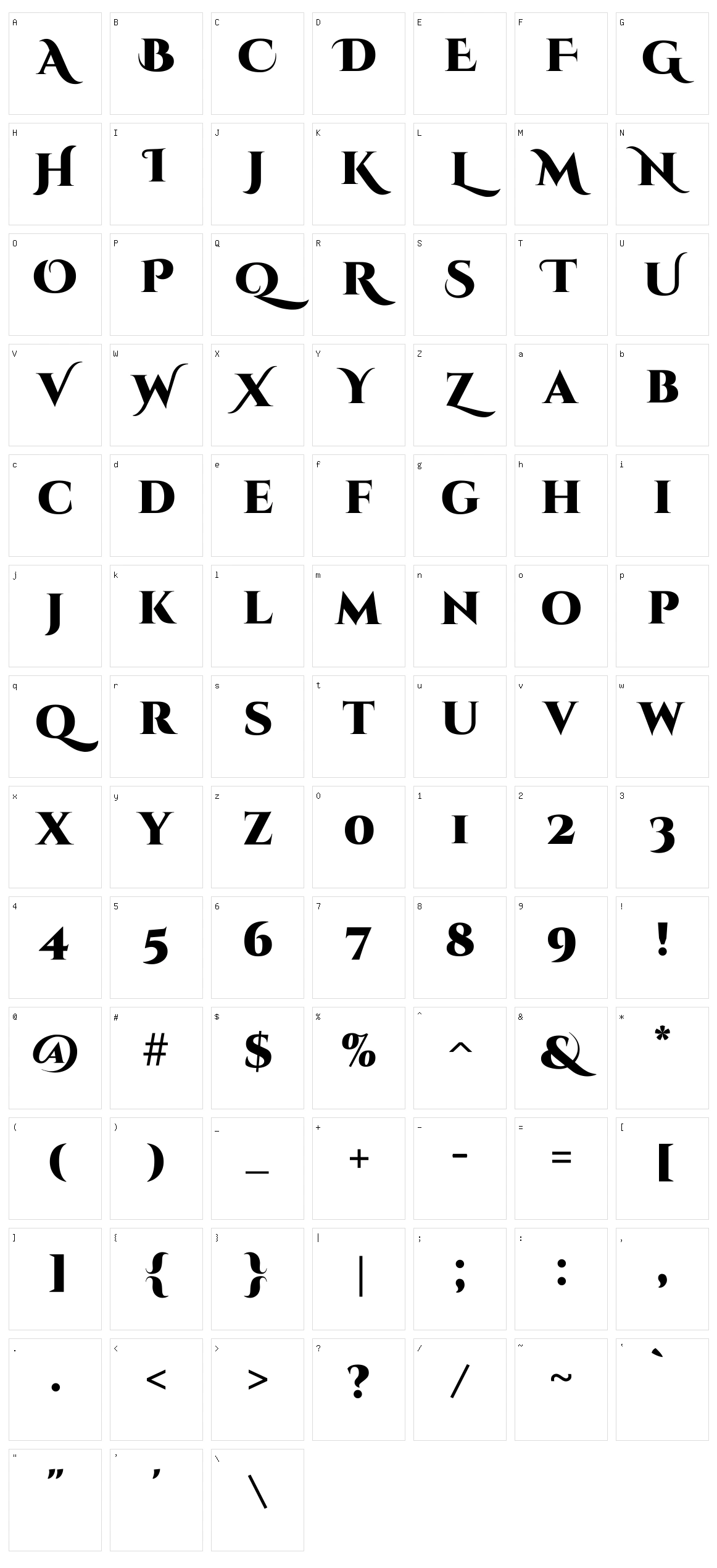 Cinzel decorative Character Set