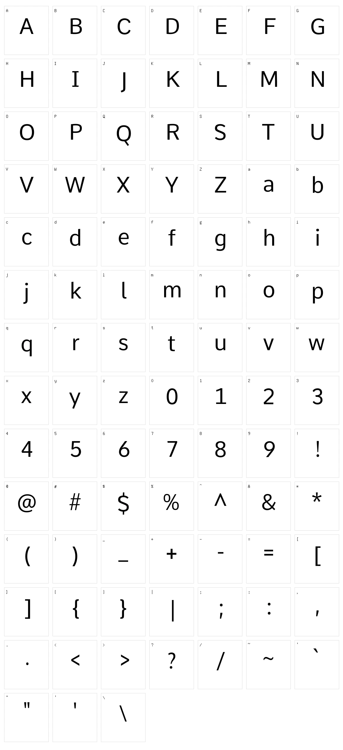 Comme Character Set