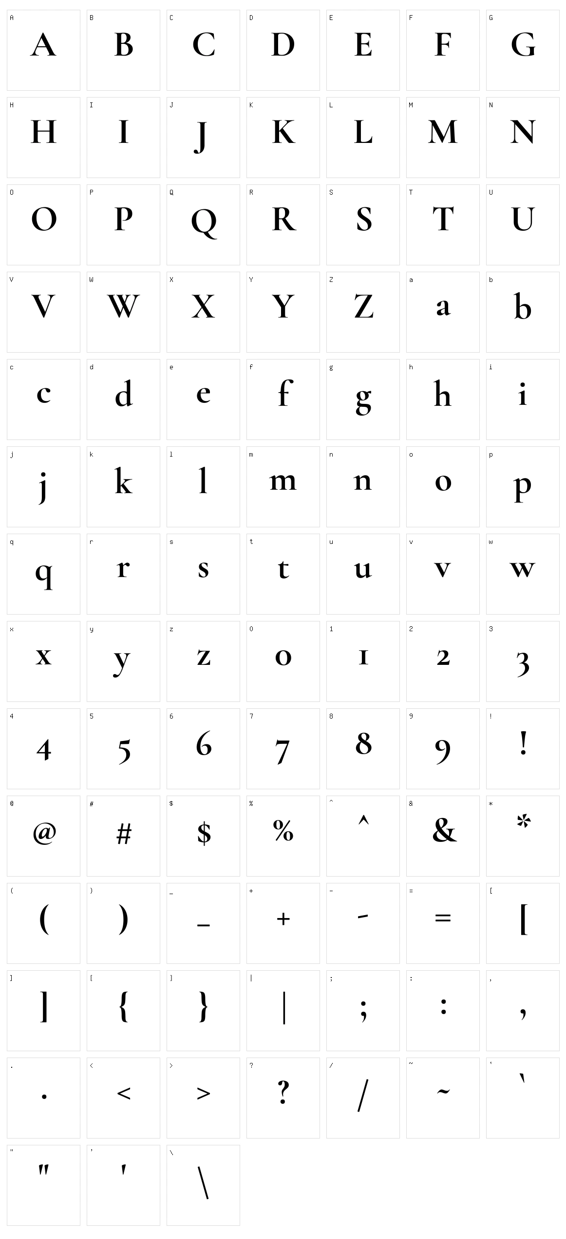 Cormorant garamond Character Set