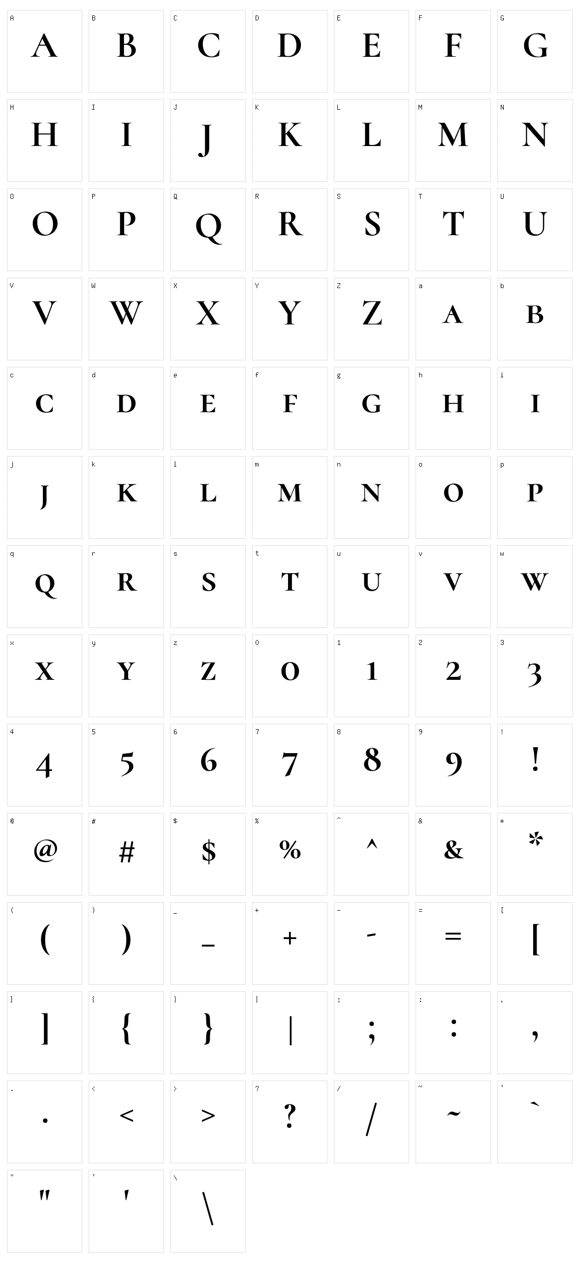 Cormorant sc Character Set