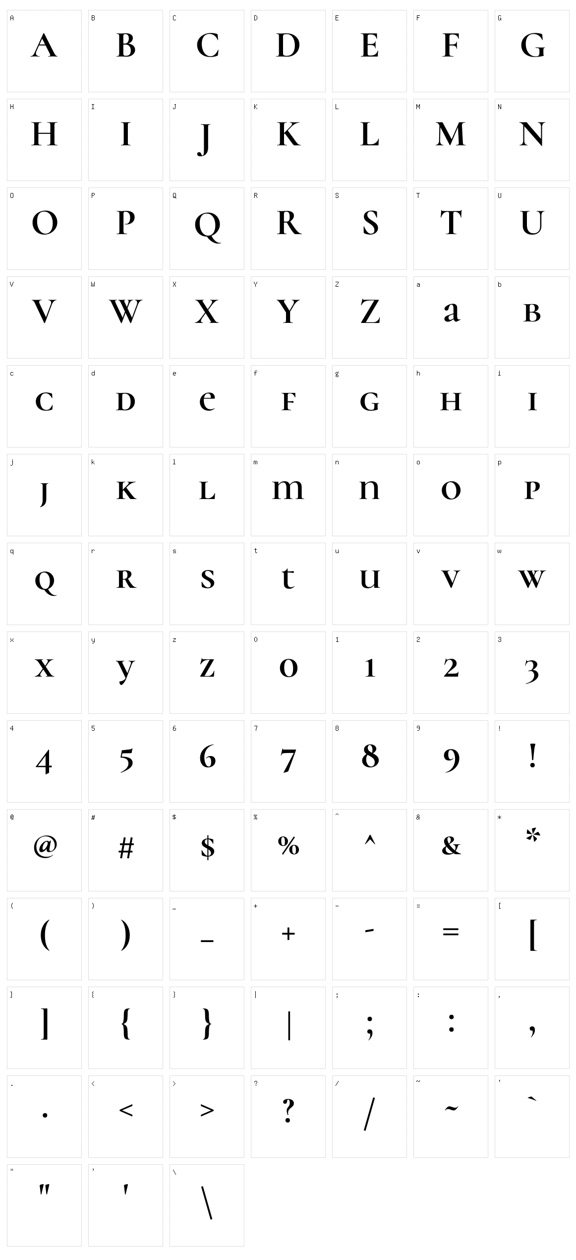 Cormorant unicase Character Set