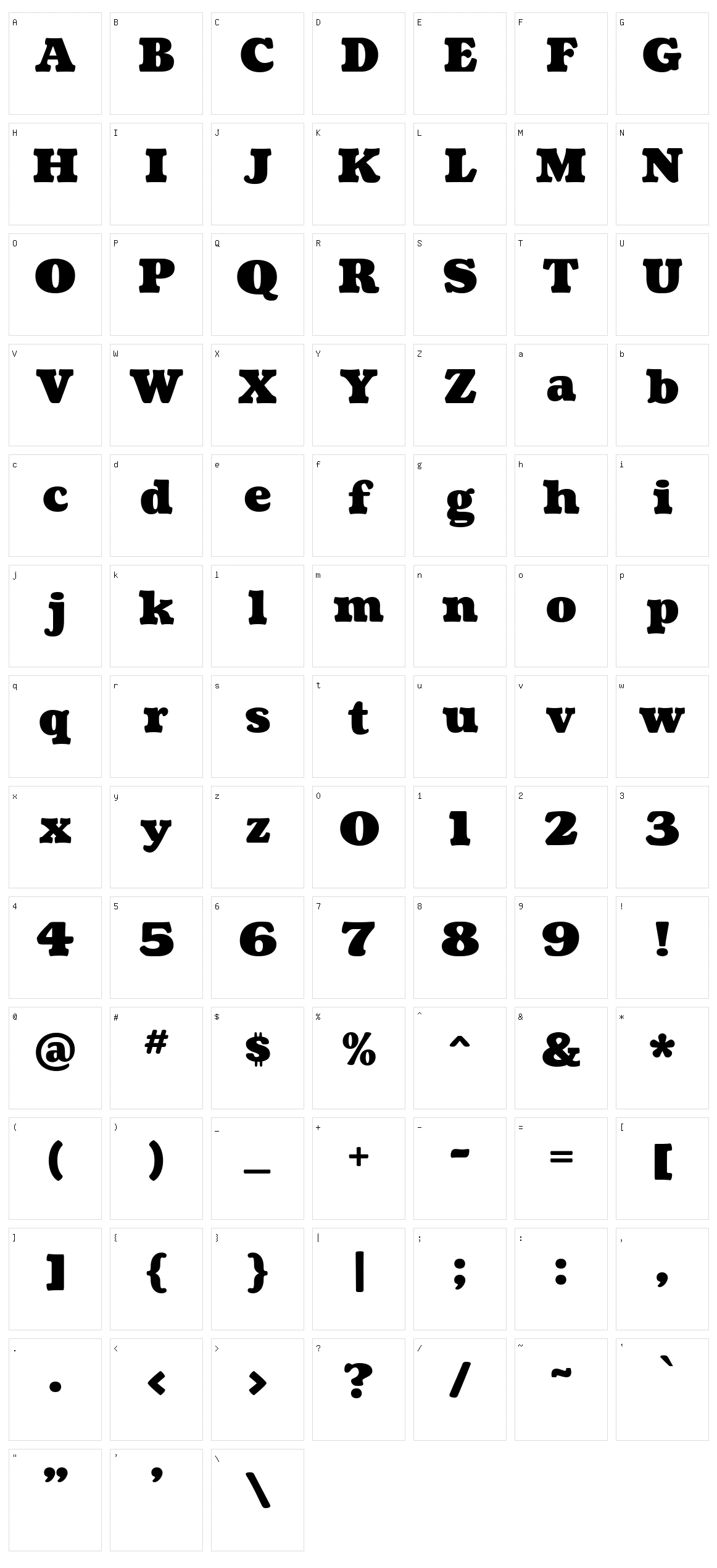 Coustard Character Set