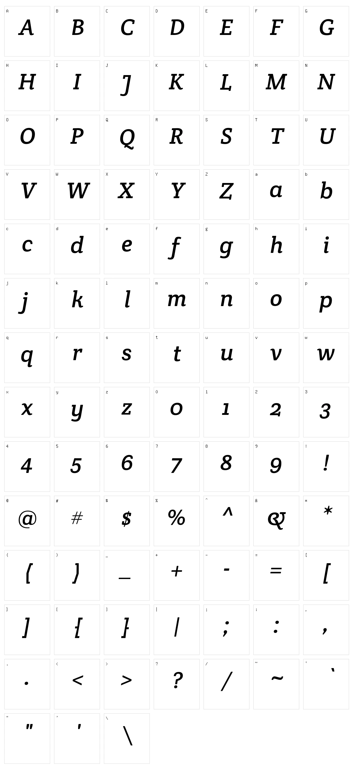 Crete round Character Set