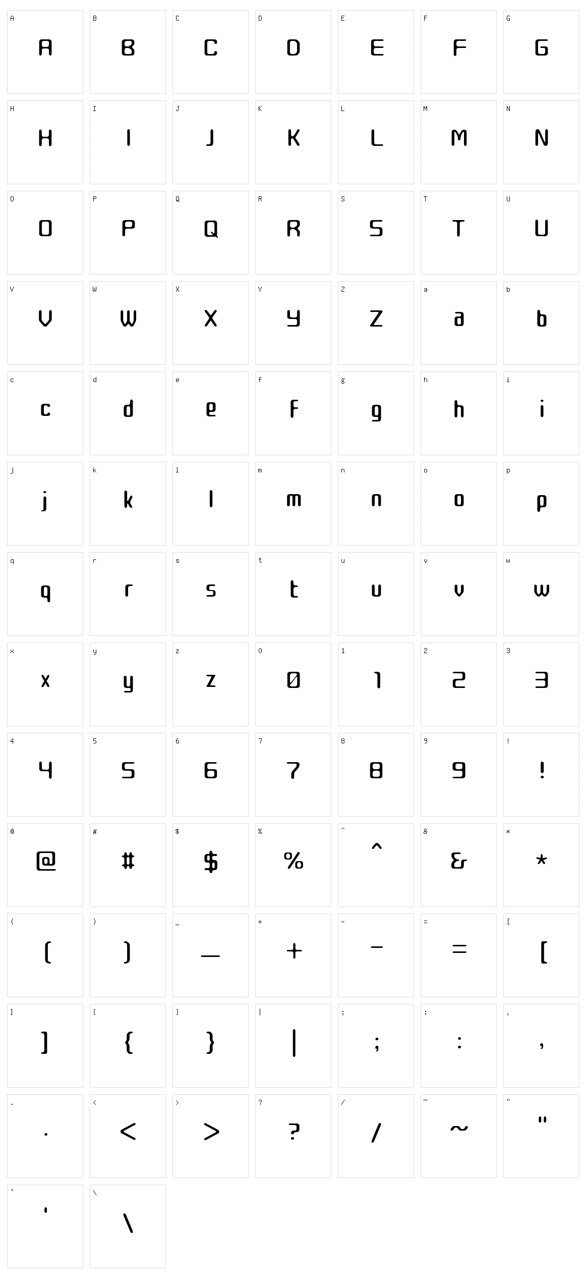 Cute font Character Set