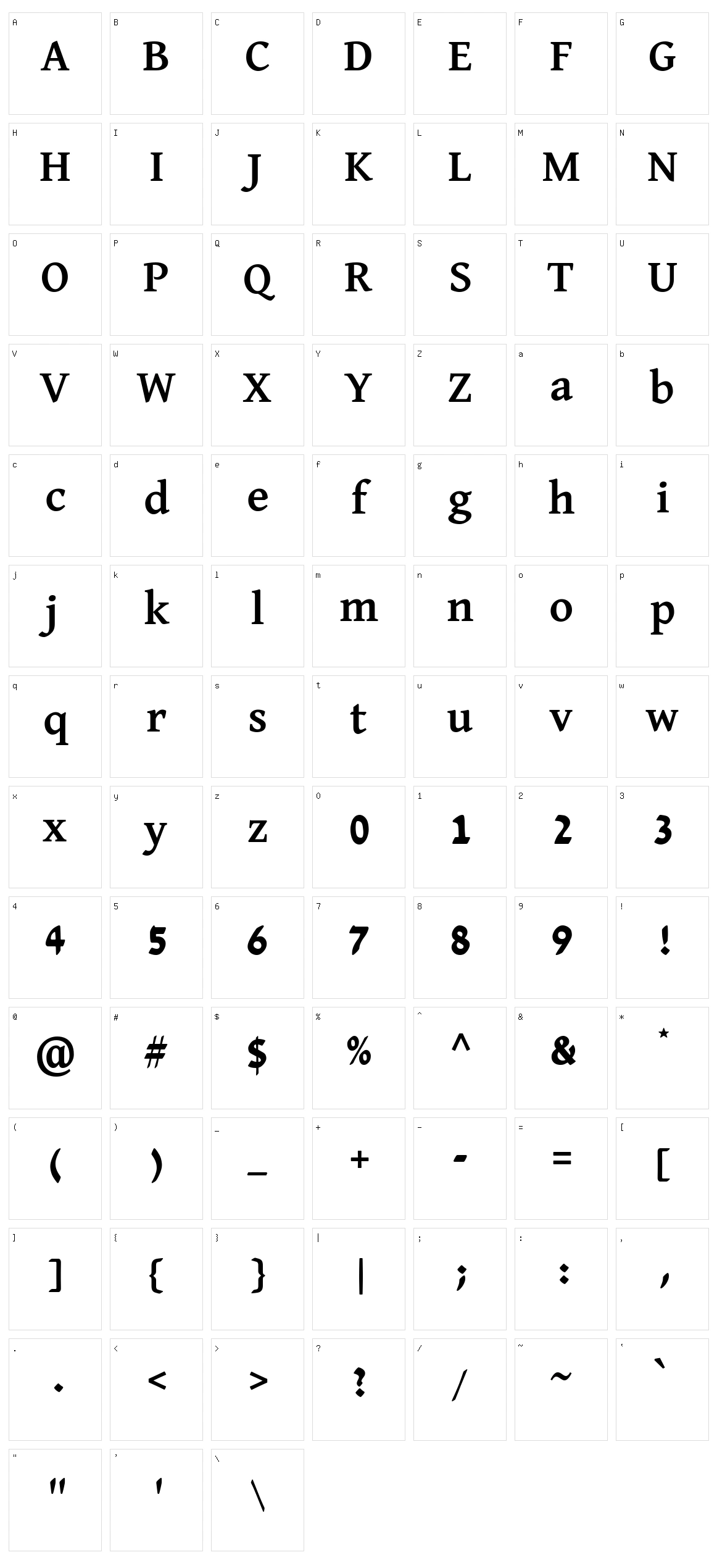 David libre Character Set