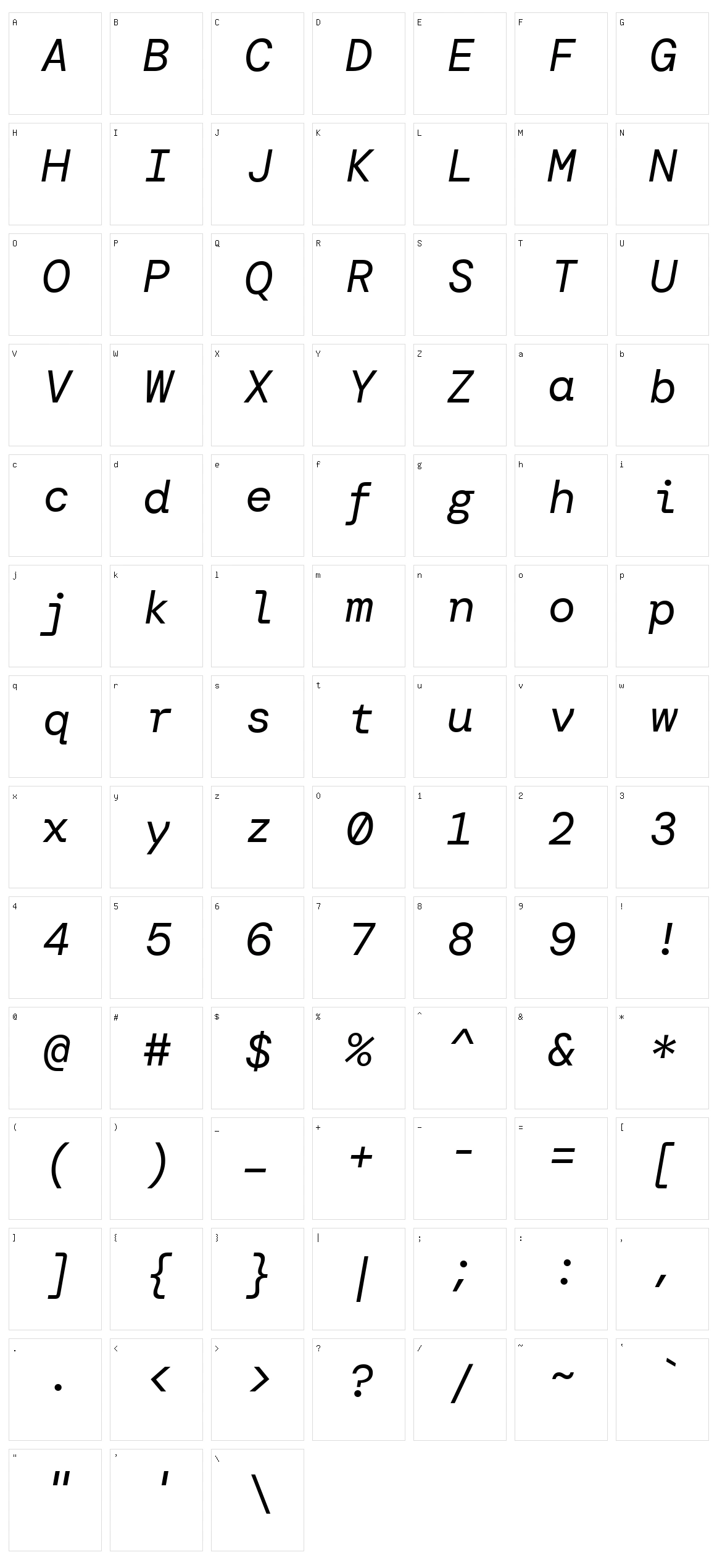 Dm mono Character Set