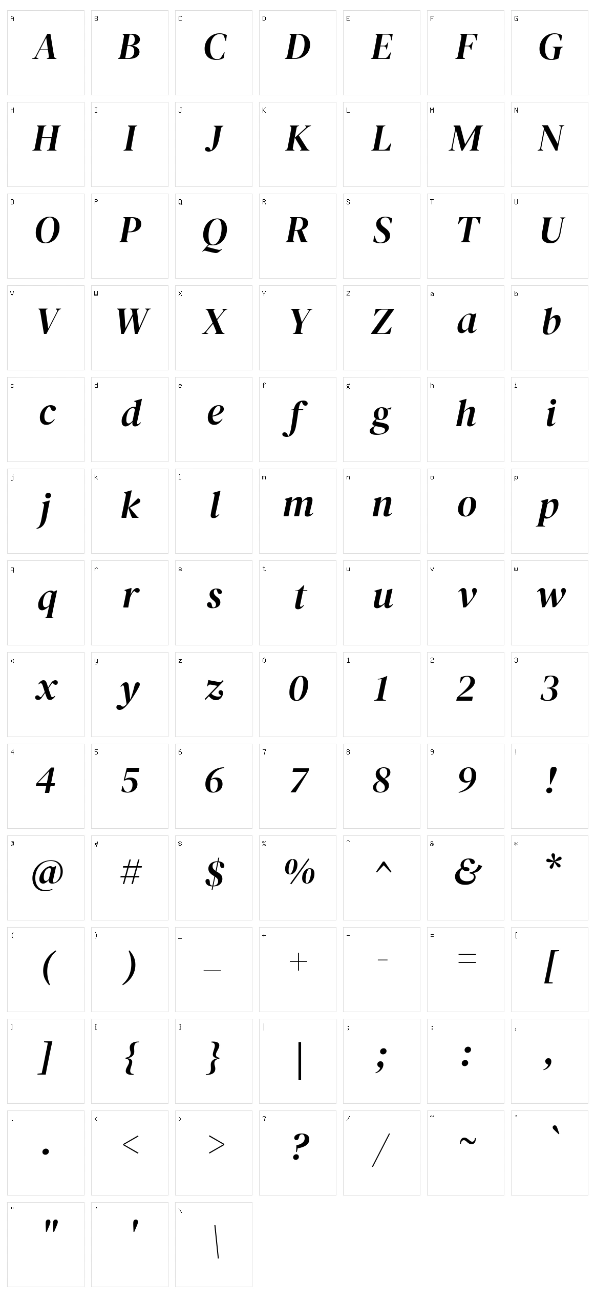 Dm serif display Character Set