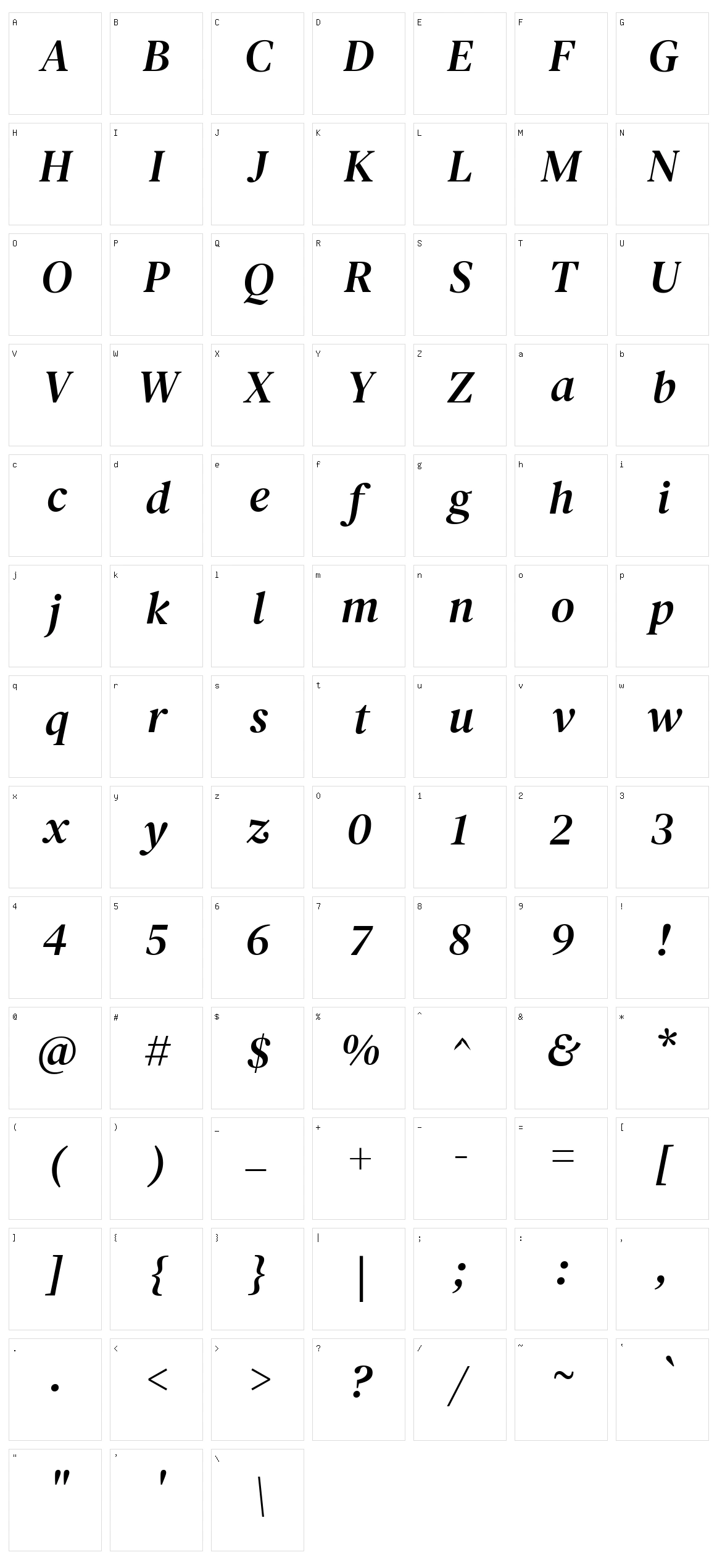 Dm serif text Character Set