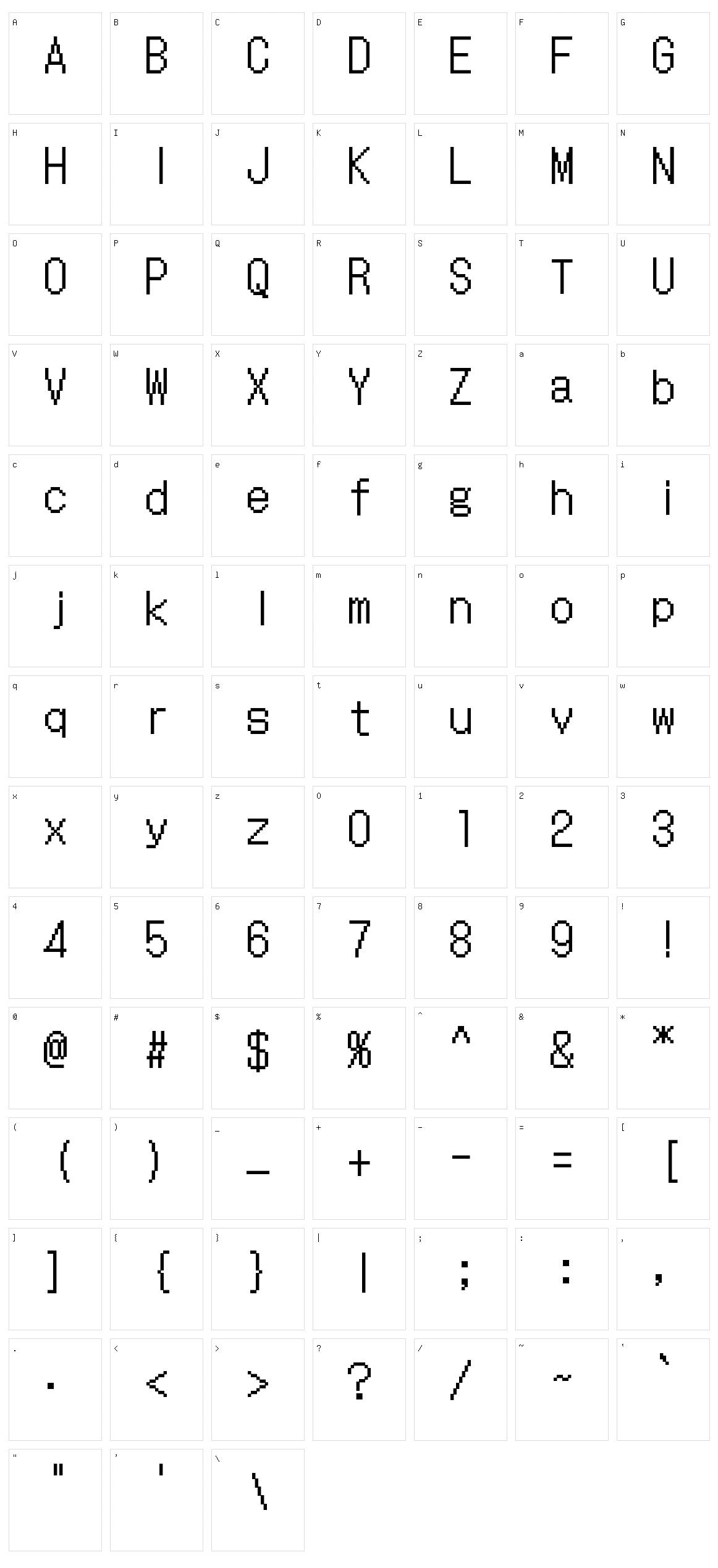 Dotgothic16 Character Set