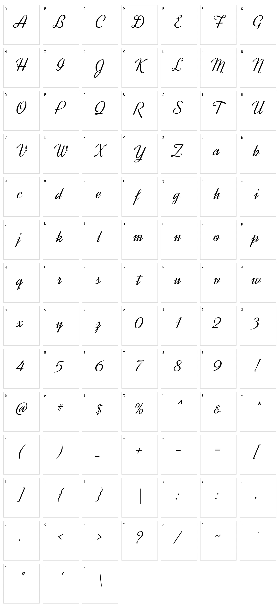 Dynalight Character Set