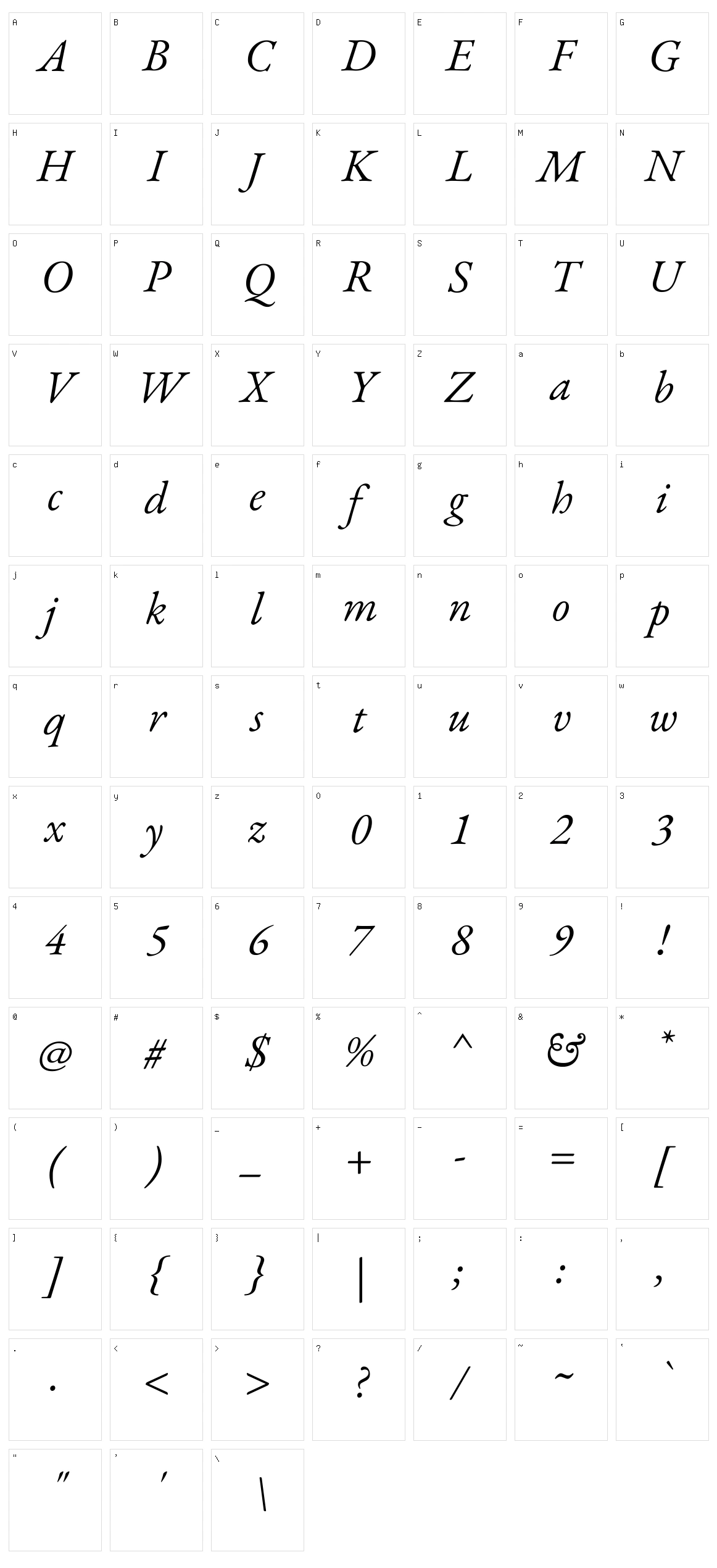 Eb garamond Character Set